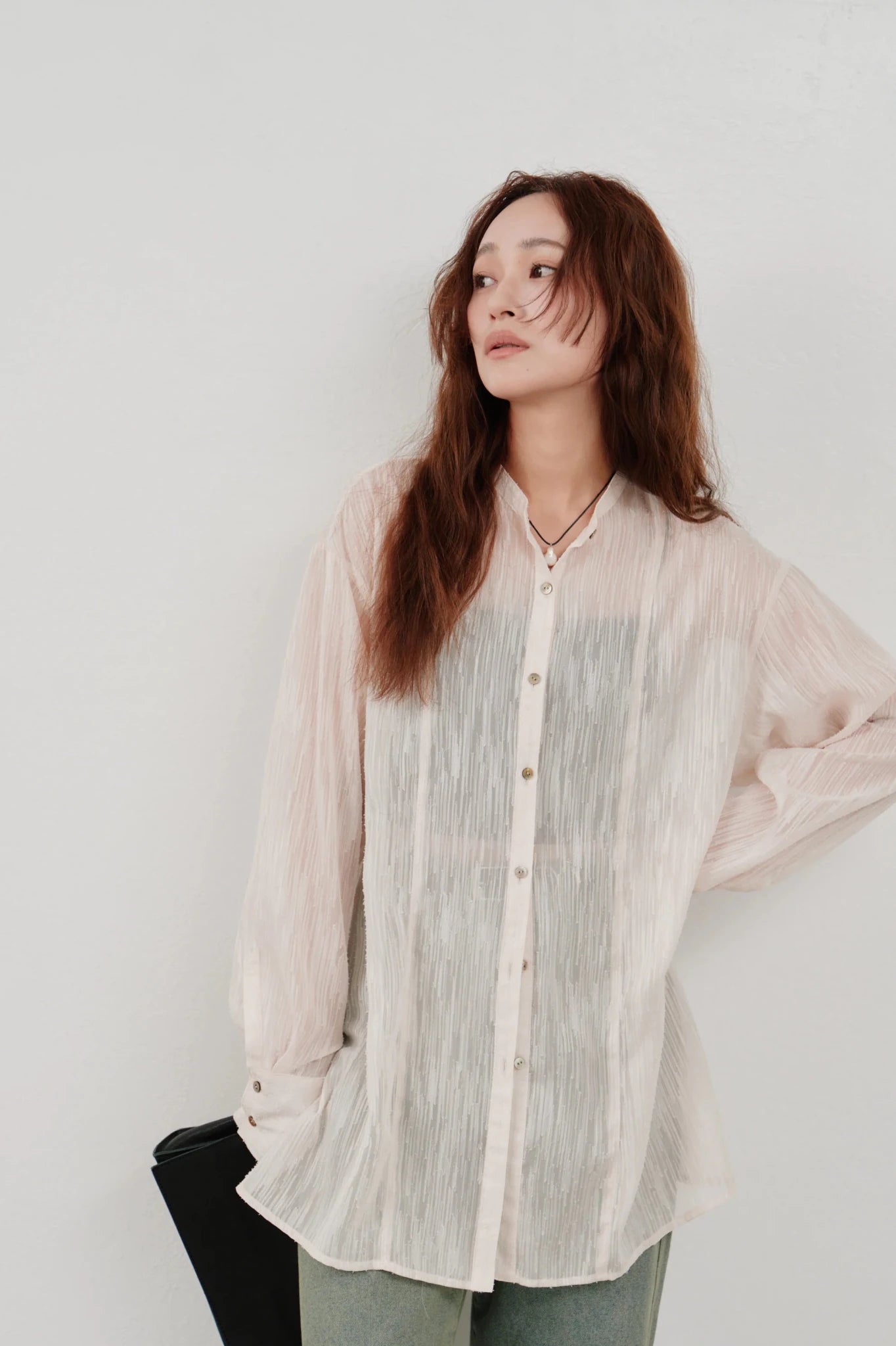 【Hella 2026 SPRING/SUMMER】cut jacquard long shirt - Champdelarose