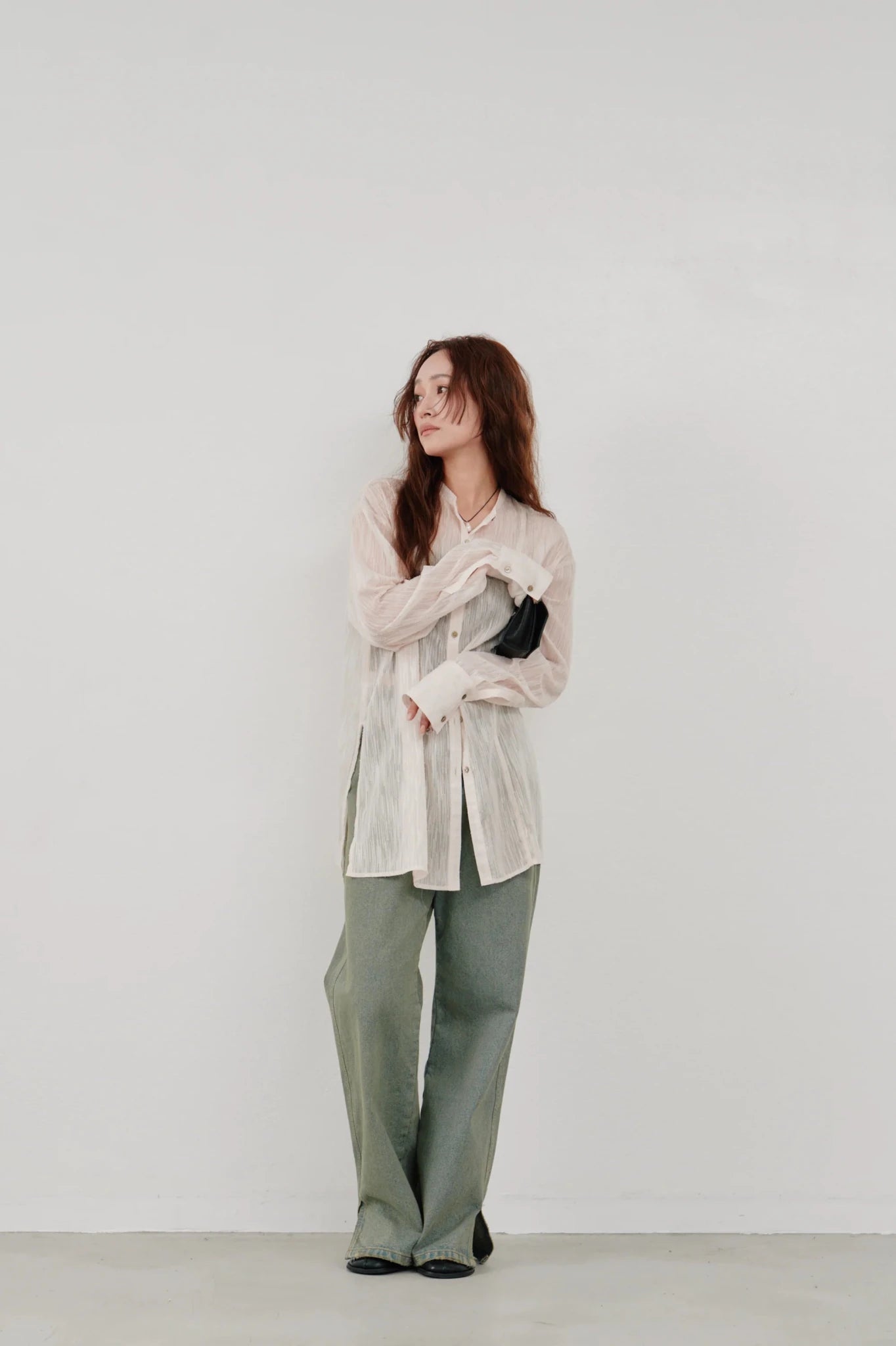 【Hella 2026 SPRING/SUMMER】cut jacquard long shirt - Champdelarose