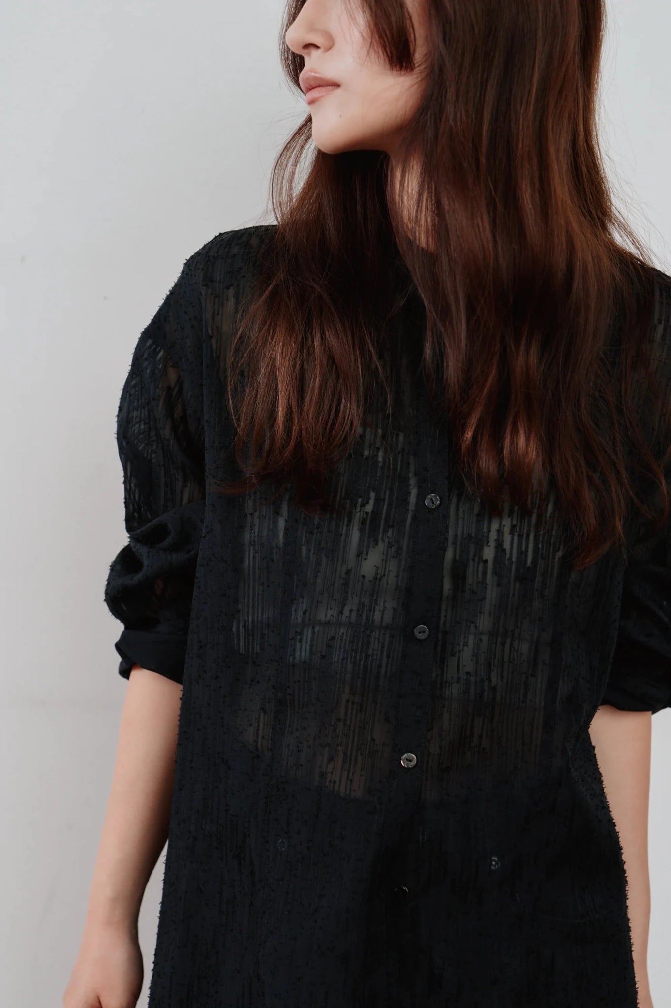 【Hella 2026 SPRING/SUMMER】cut jacquard long shirt - Champdelarose