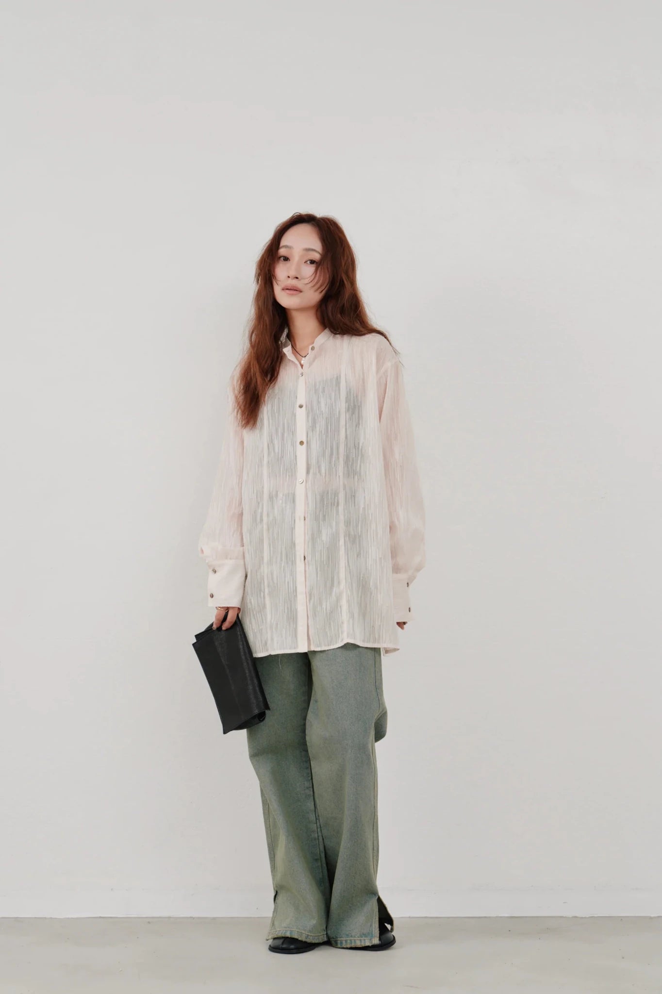 【Hella 2026 SPRING/SUMMER】cut jacquard long shirt - Champdelarose