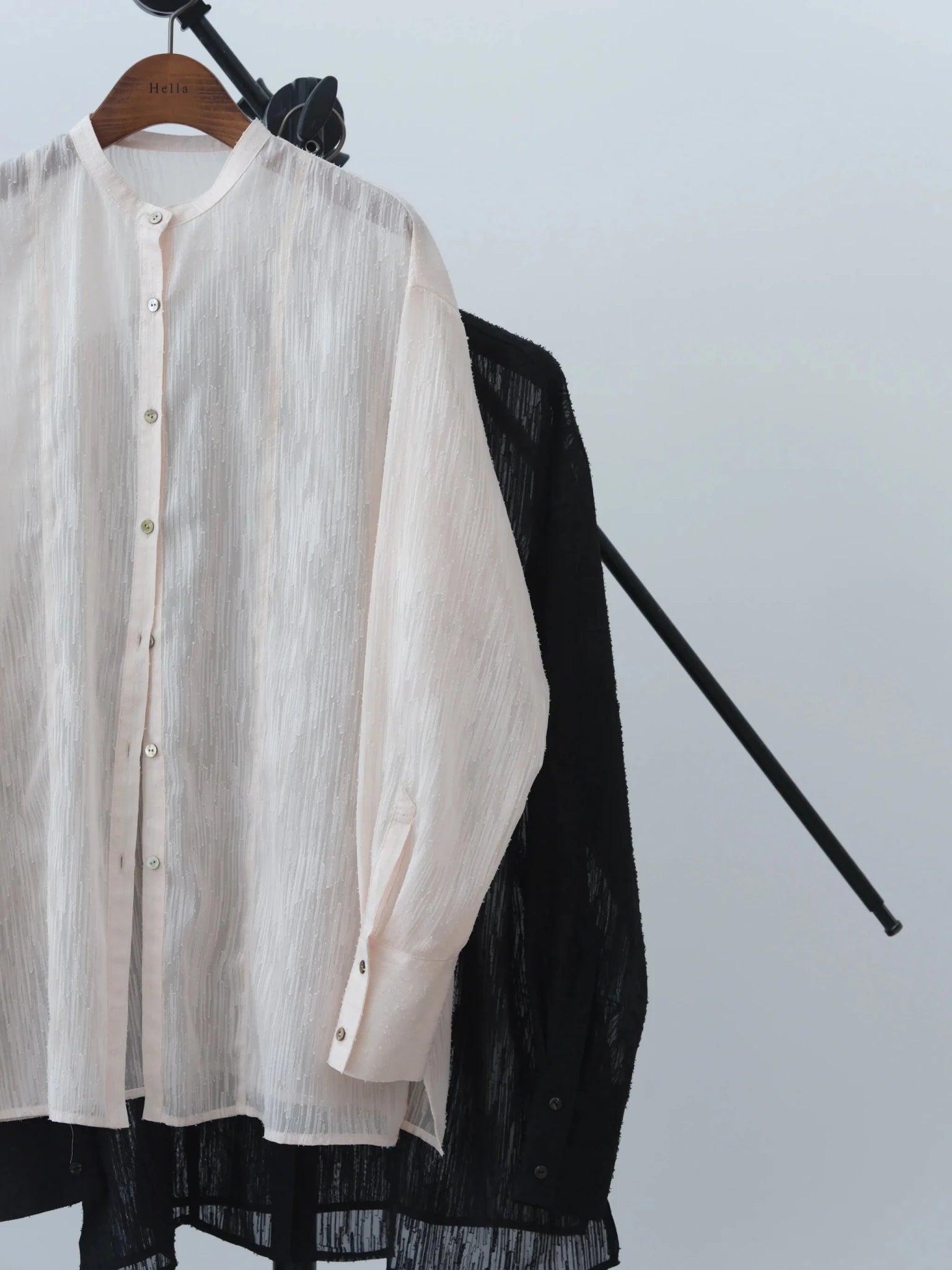 【Hella 2026 SPRING/SUMMER】cut jacquard long shirt - Champdelarose