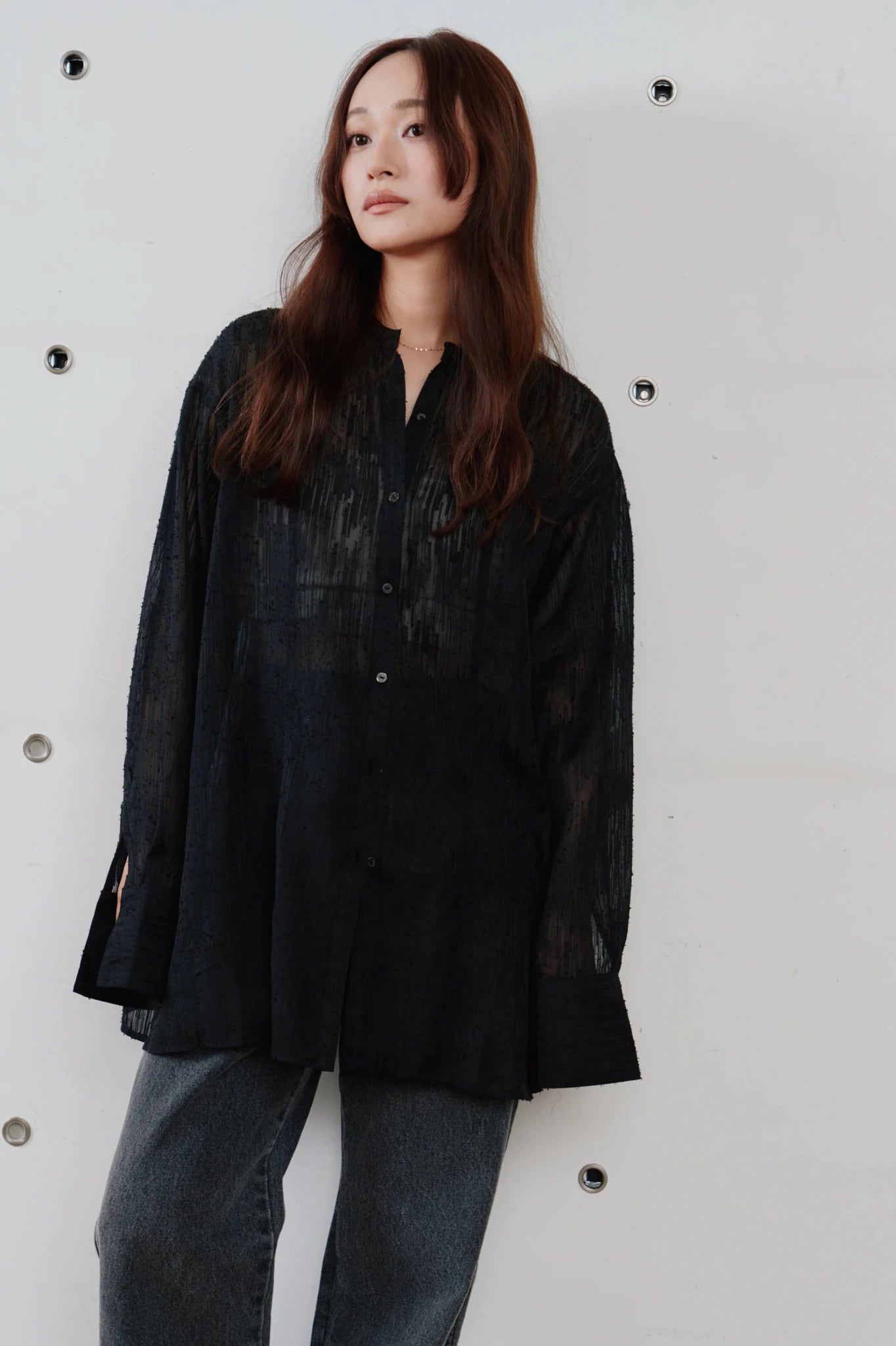 【Hella 2026 SPRING/SUMMER】cut jacquard long shirt - Champdelarose