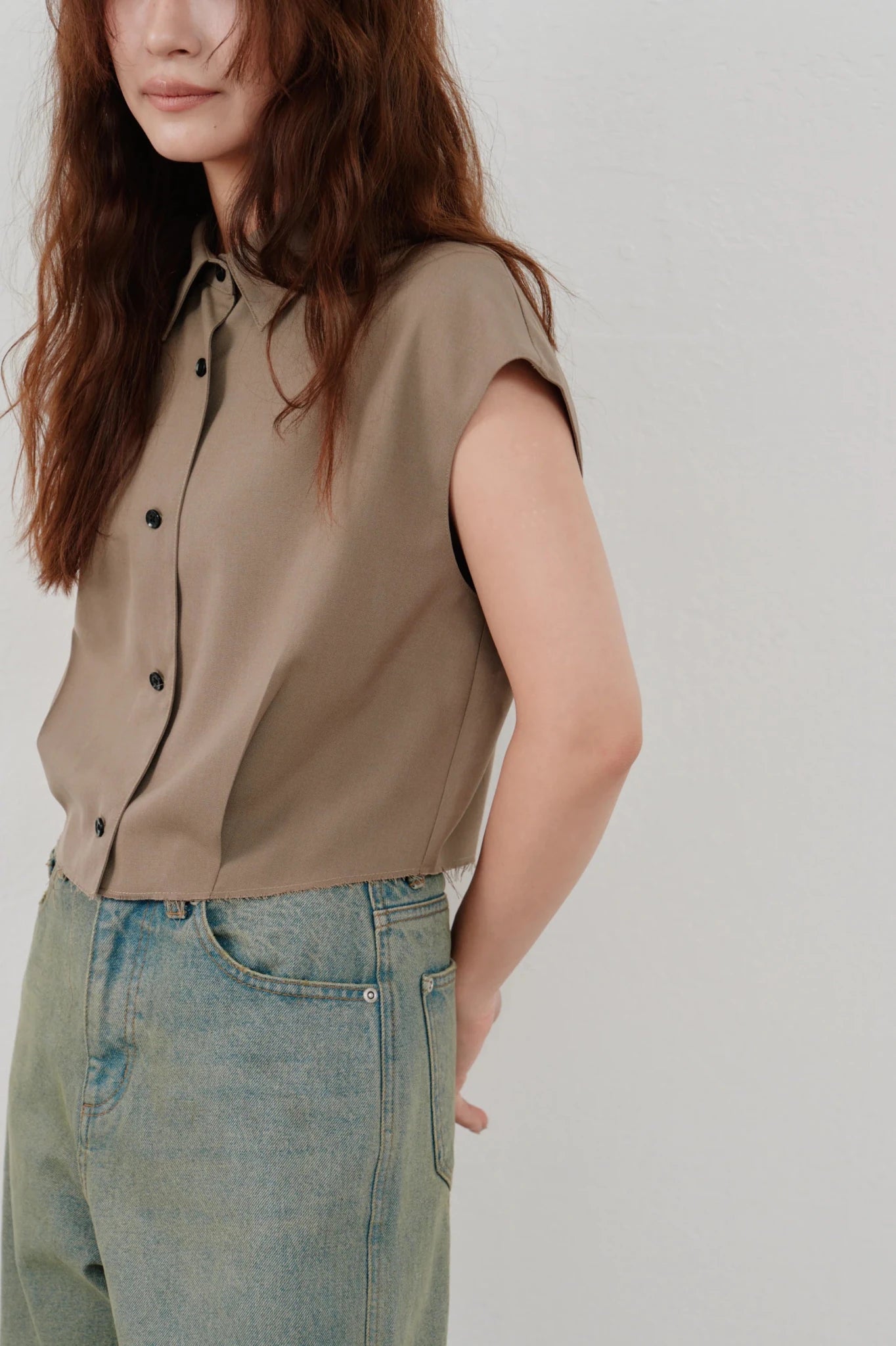 【Hella 2026 SPRING/SUMMER】cut off cropped shirt - Champdelarose