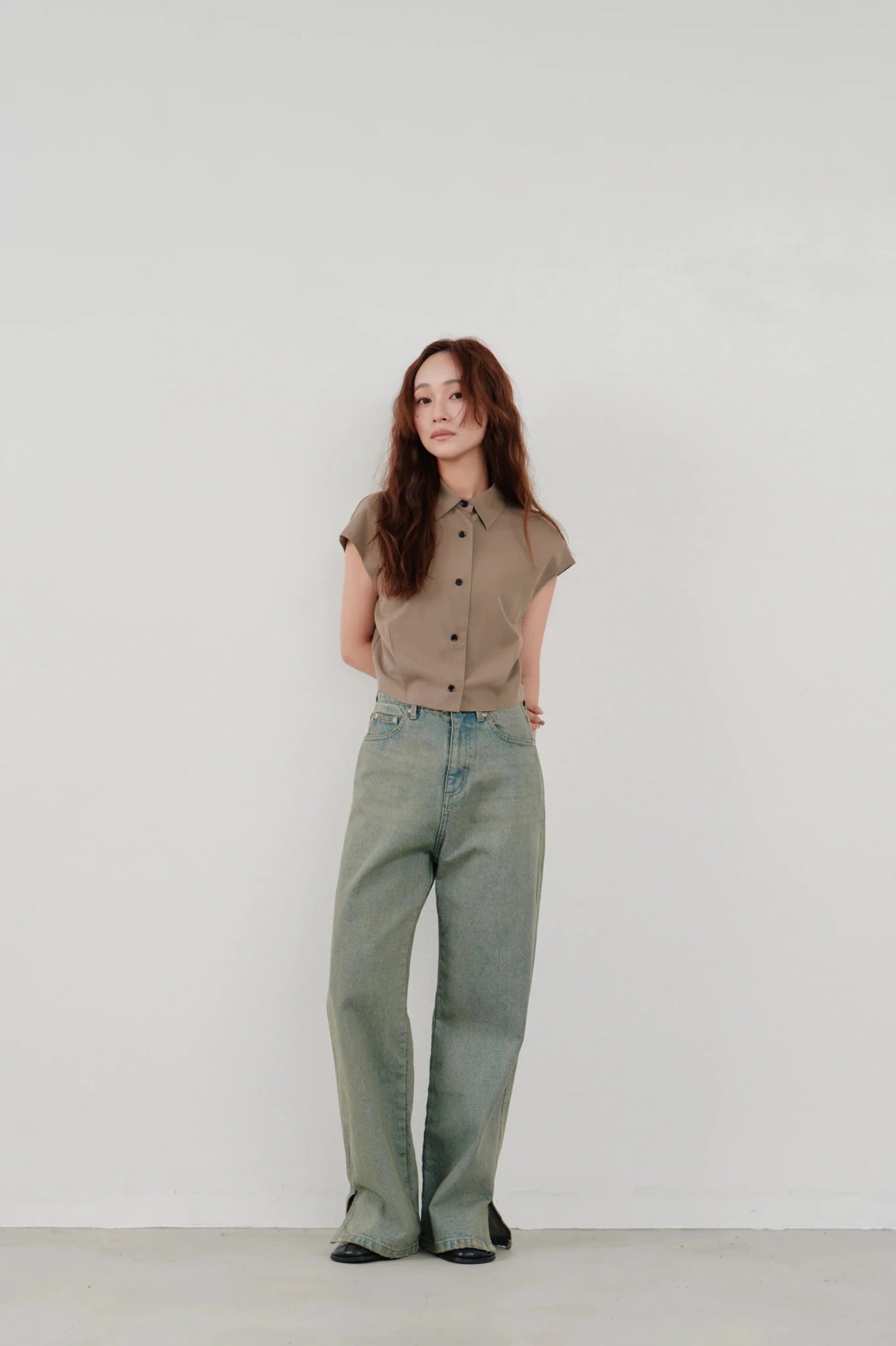 【Hella 2026 SPRING/SUMMER】cut off cropped shirt - Champdelarose