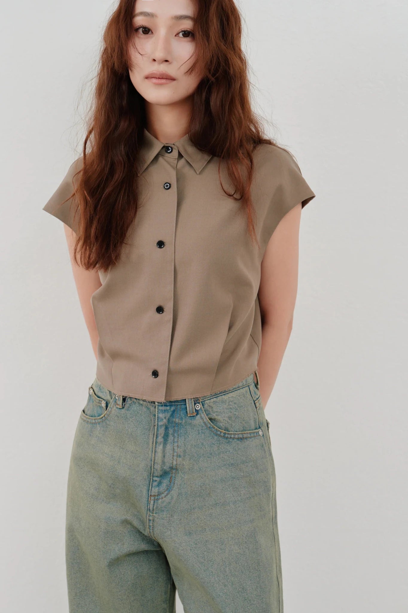 【Hella 2026 SPRING/SUMMER】cut off cropped shirt - Champdelarose