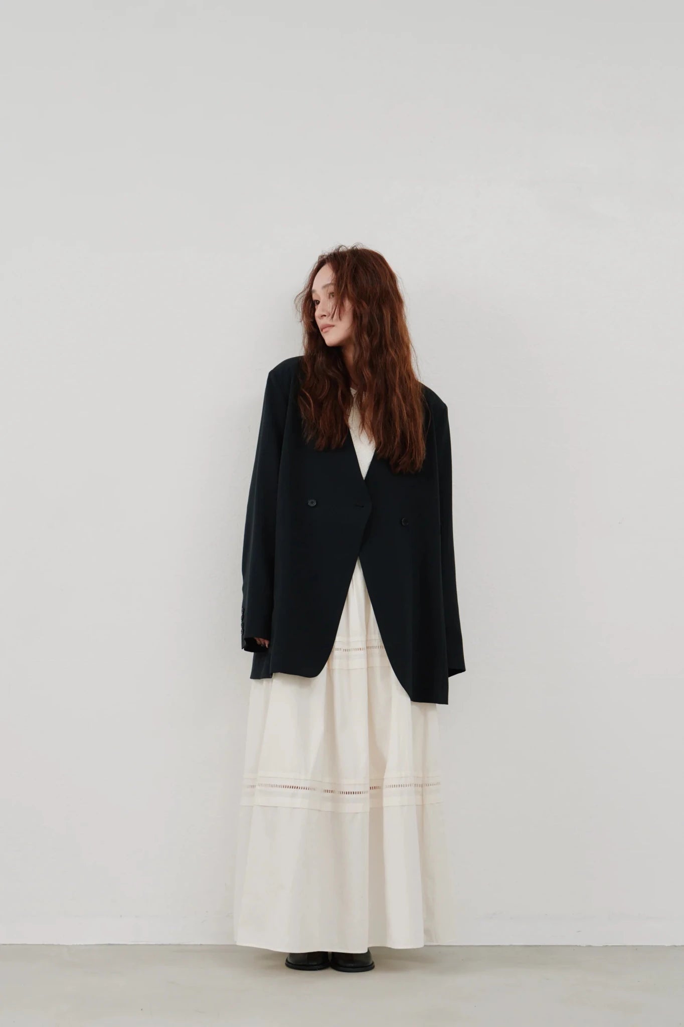 【Hella 2026 SPRING/SUMMER】double button no collar jacket - Champdelarose
