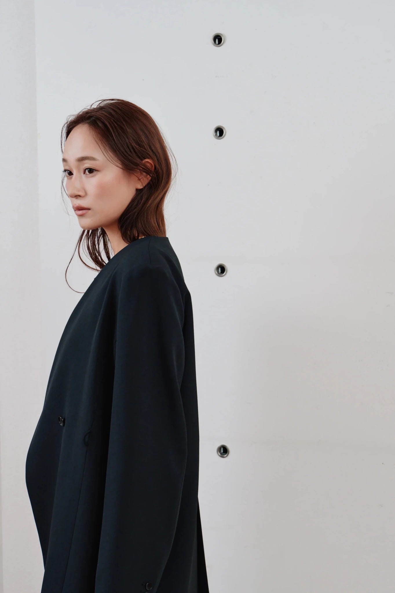 【Hella 2026 SPRING/SUMMER】double button no collar jacket - Champdelarose