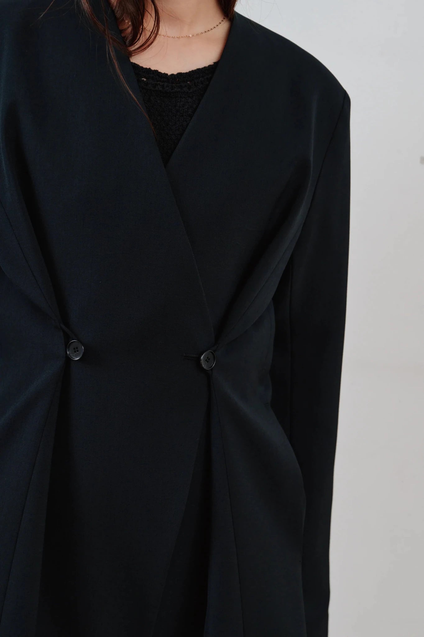 【Hella 2026 SPRING/SUMMER】double button no collar jacket - Champdelarose