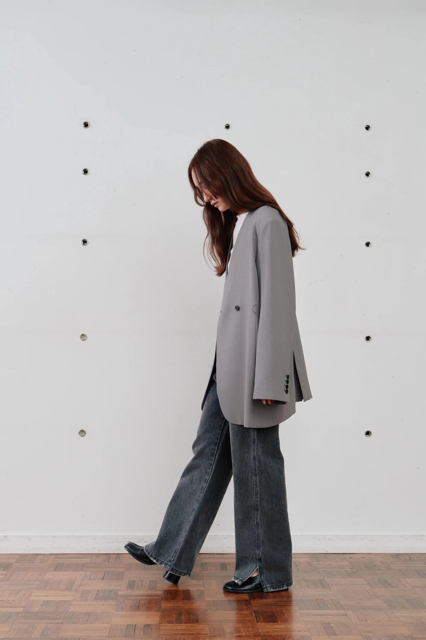 【Hella 2026 SPRING/SUMMER】double button no collar jacket - Champdelarose