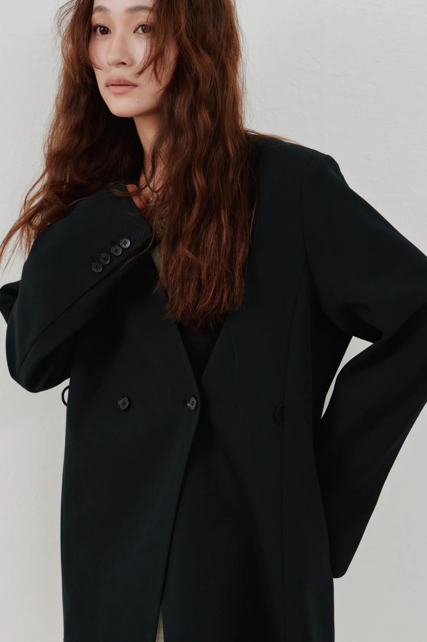 【Hella 2026 SPRING/SUMMER】double button no collar jacket - Champdelarose