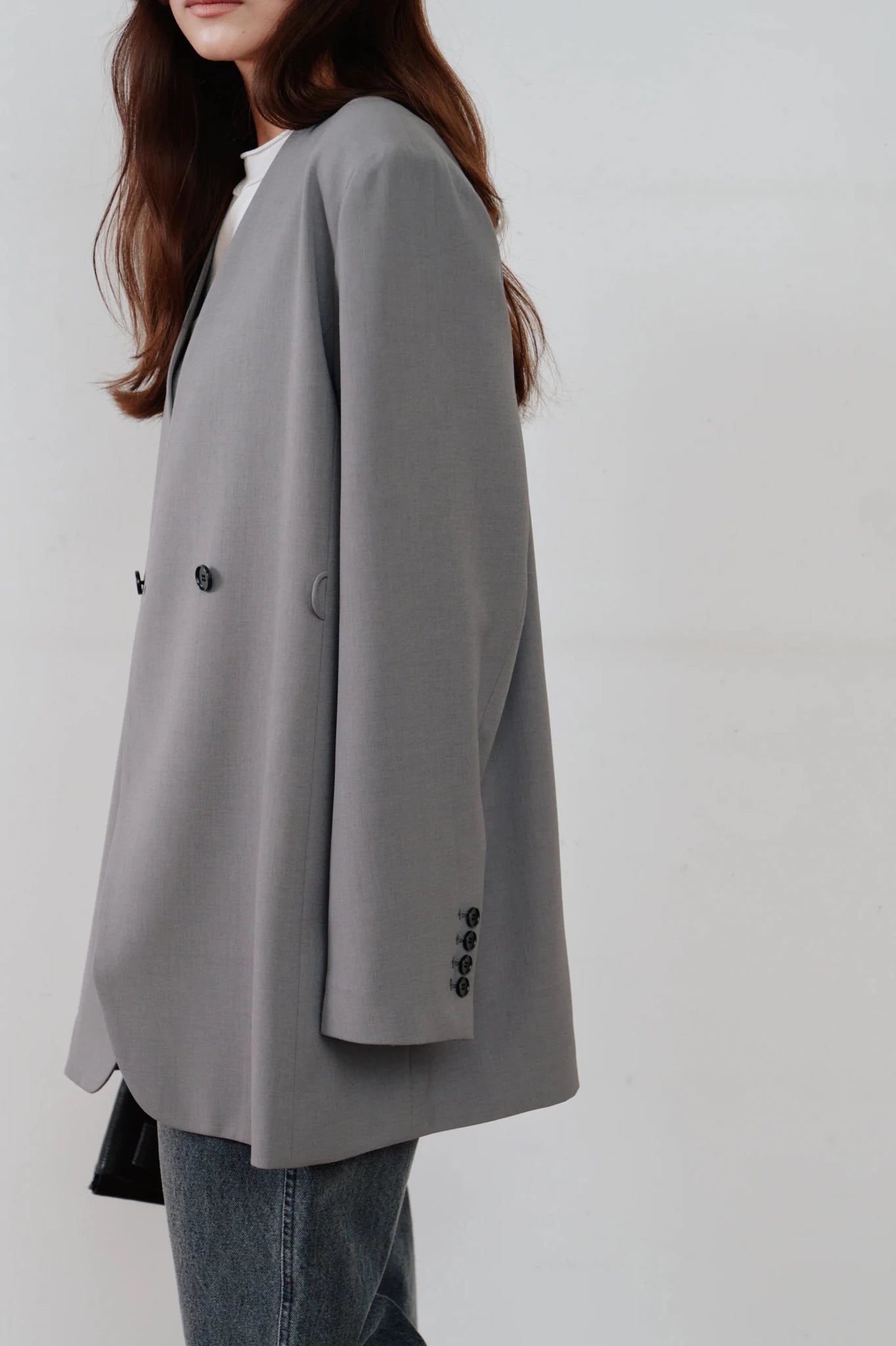 【Hella 2026 SPRING/SUMMER】double button no collar jacket - Champdelarose