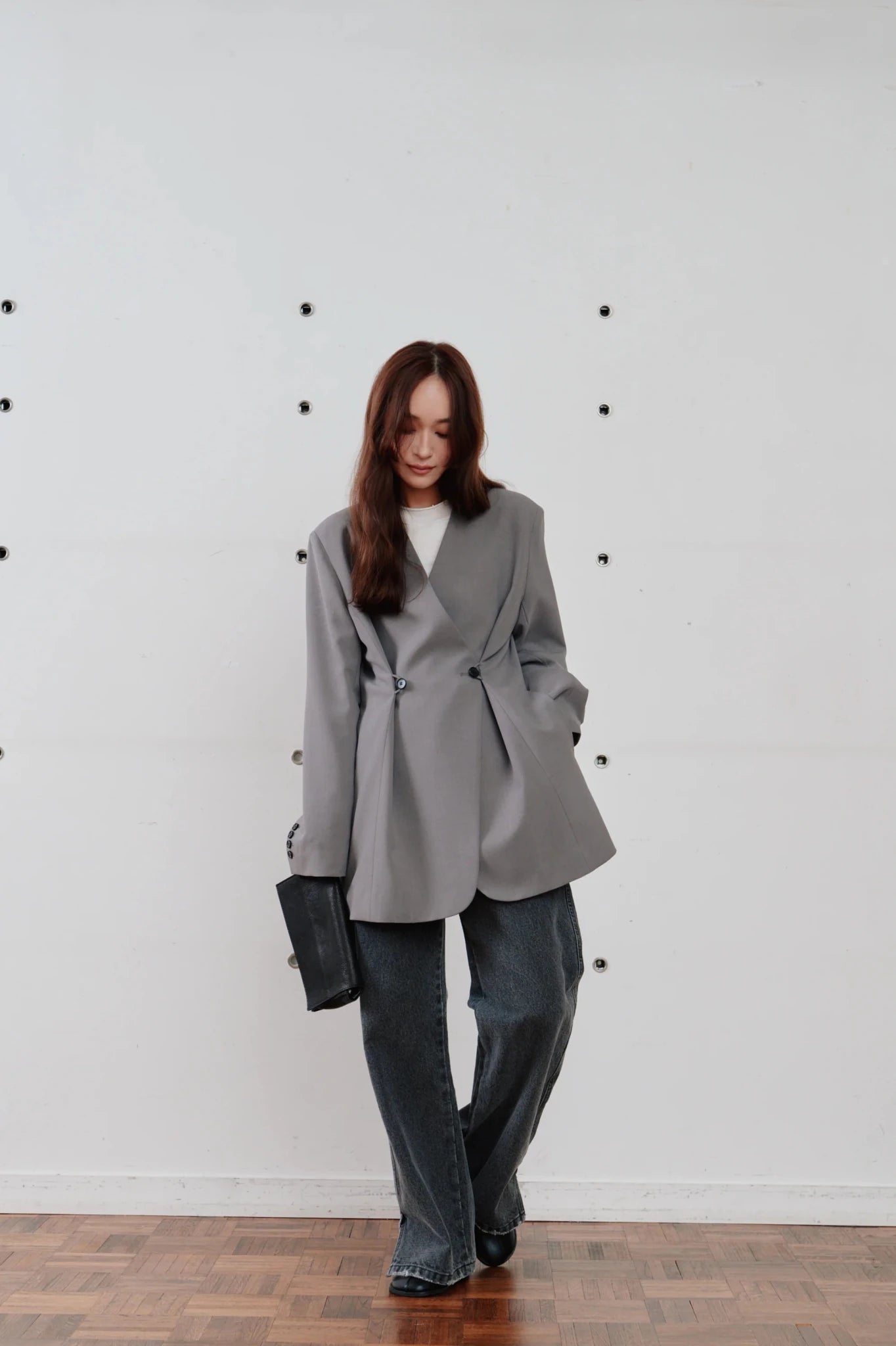 【Hella 2026 SPRING/SUMMER】double button no collar jacket - Champdelarose