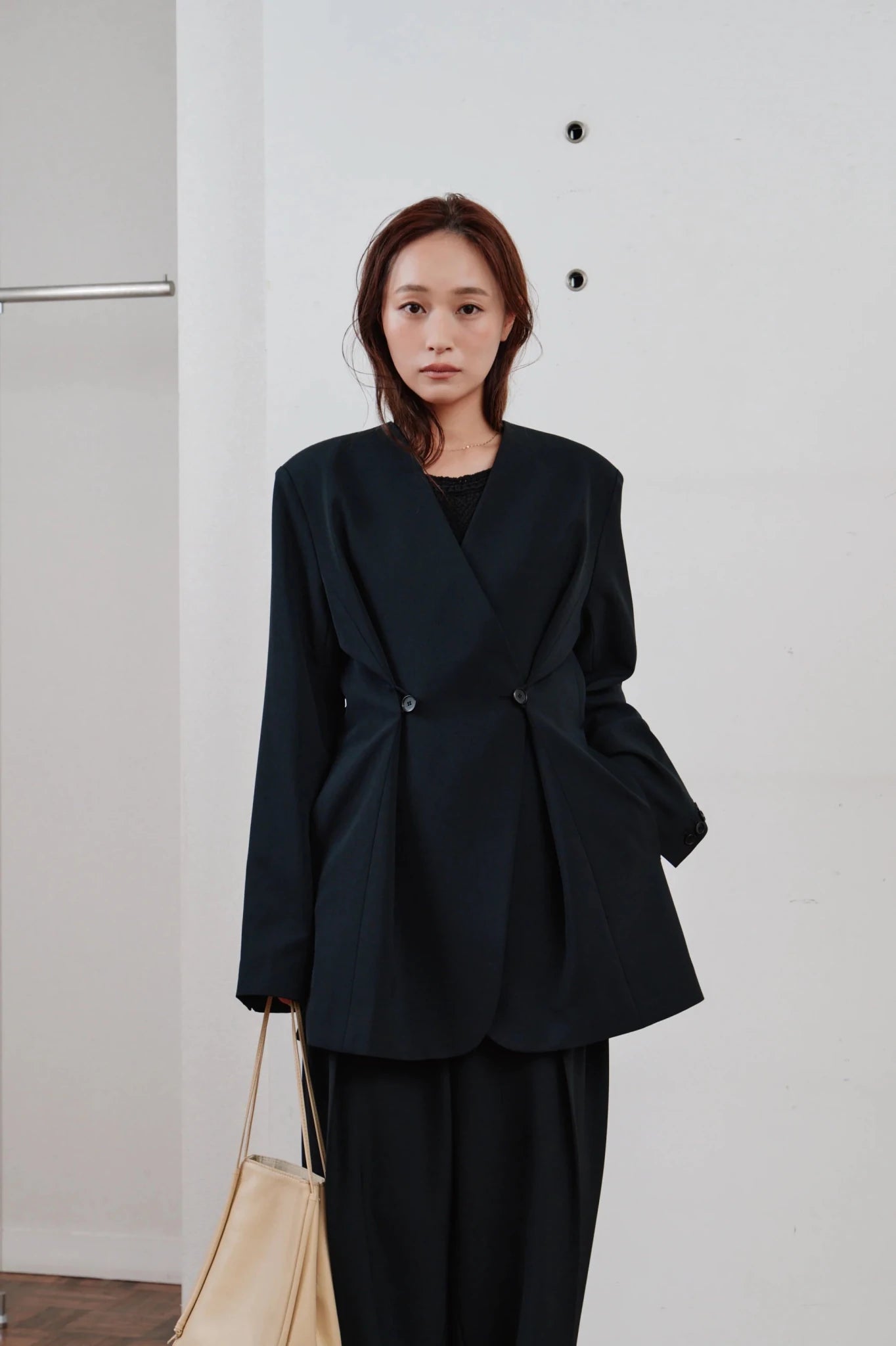 【Hella 2026 SPRING/SUMMER】double button no collar jacket - Champdelarose