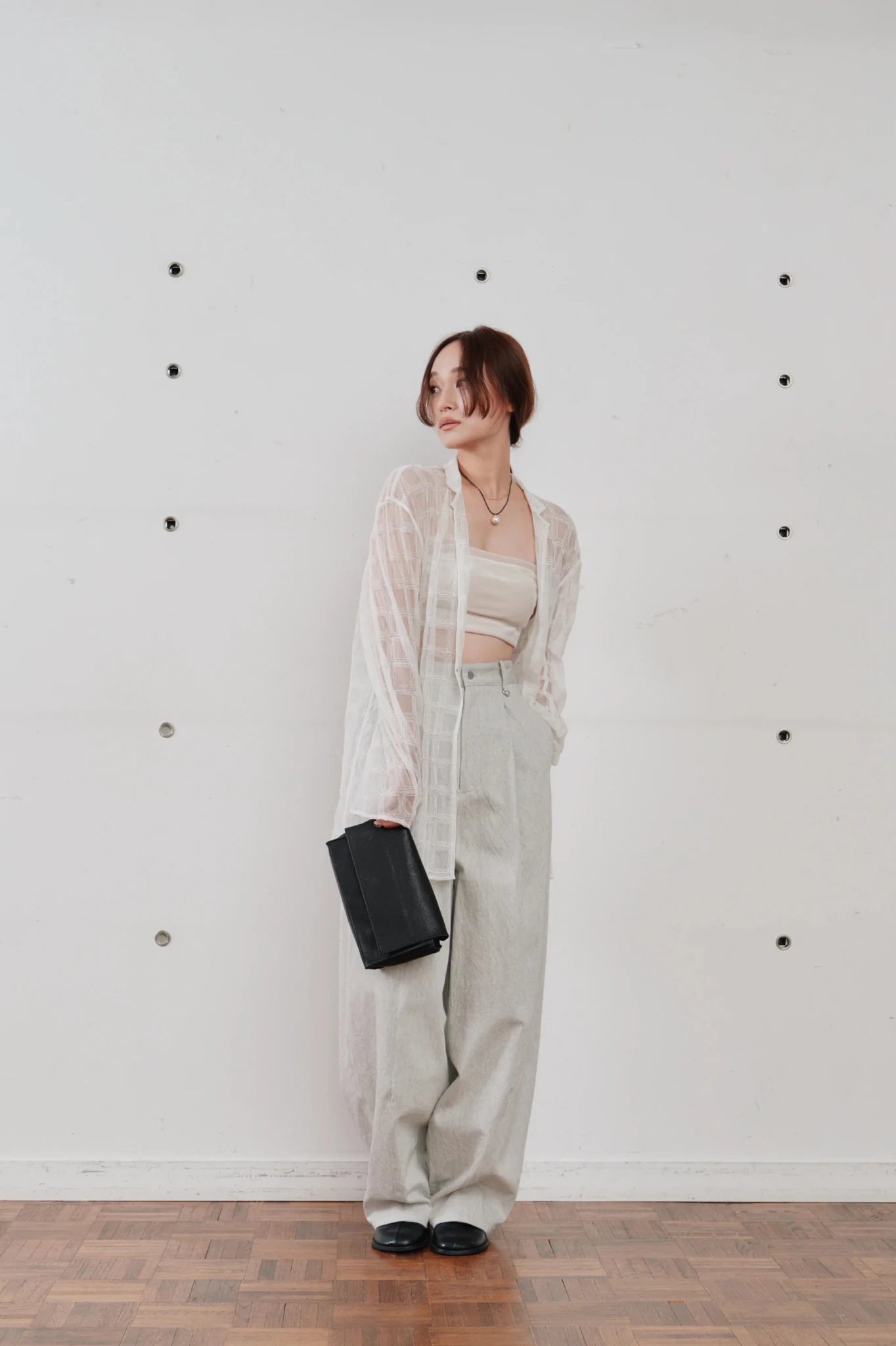 【Hella 2026 SPRING/SUMMER】embroidery check sheer jacket - Champdelarose