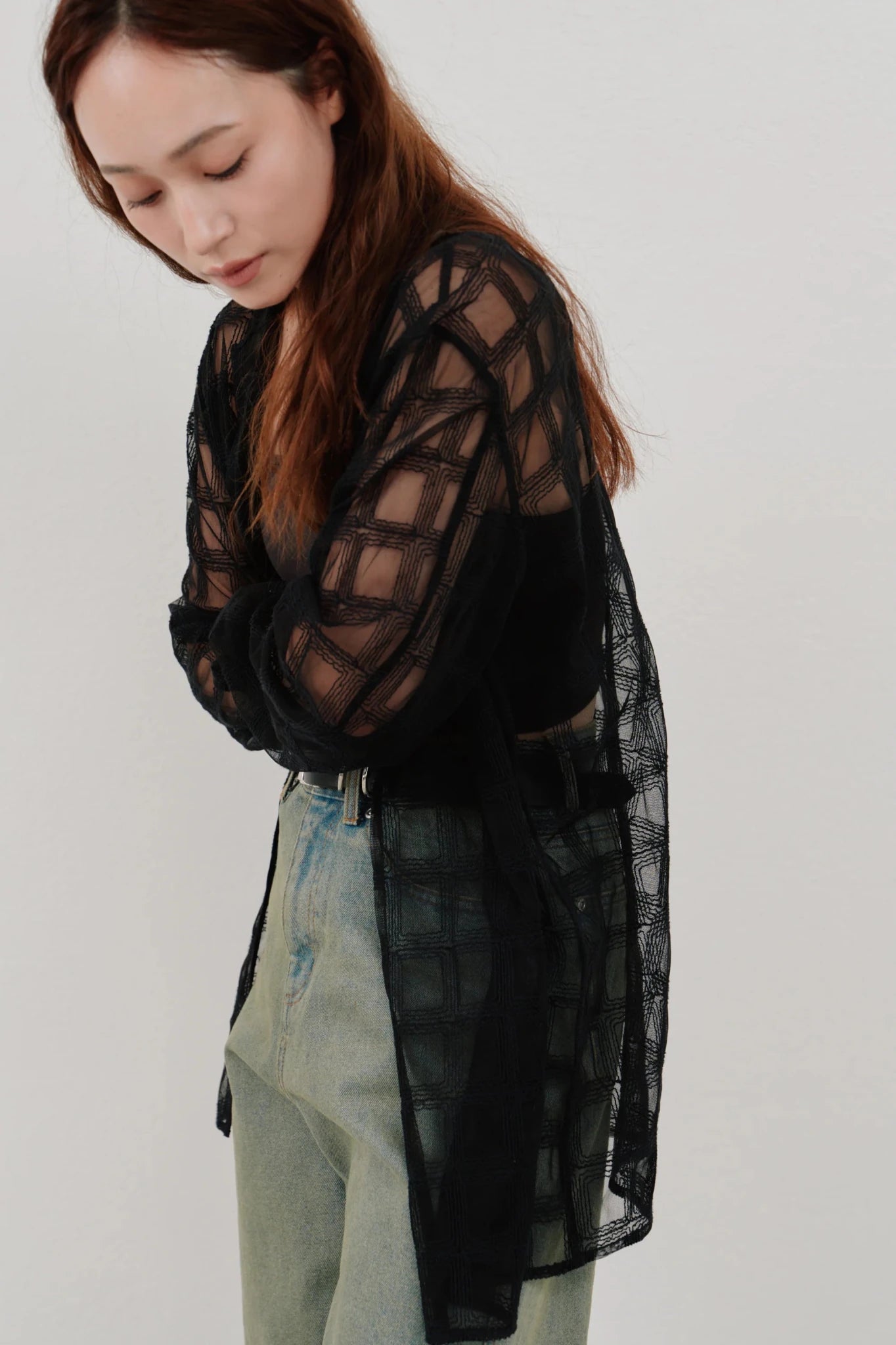 【Hella 2026 SPRING/SUMMER】embroidery check sheer jacket - Champdelarose