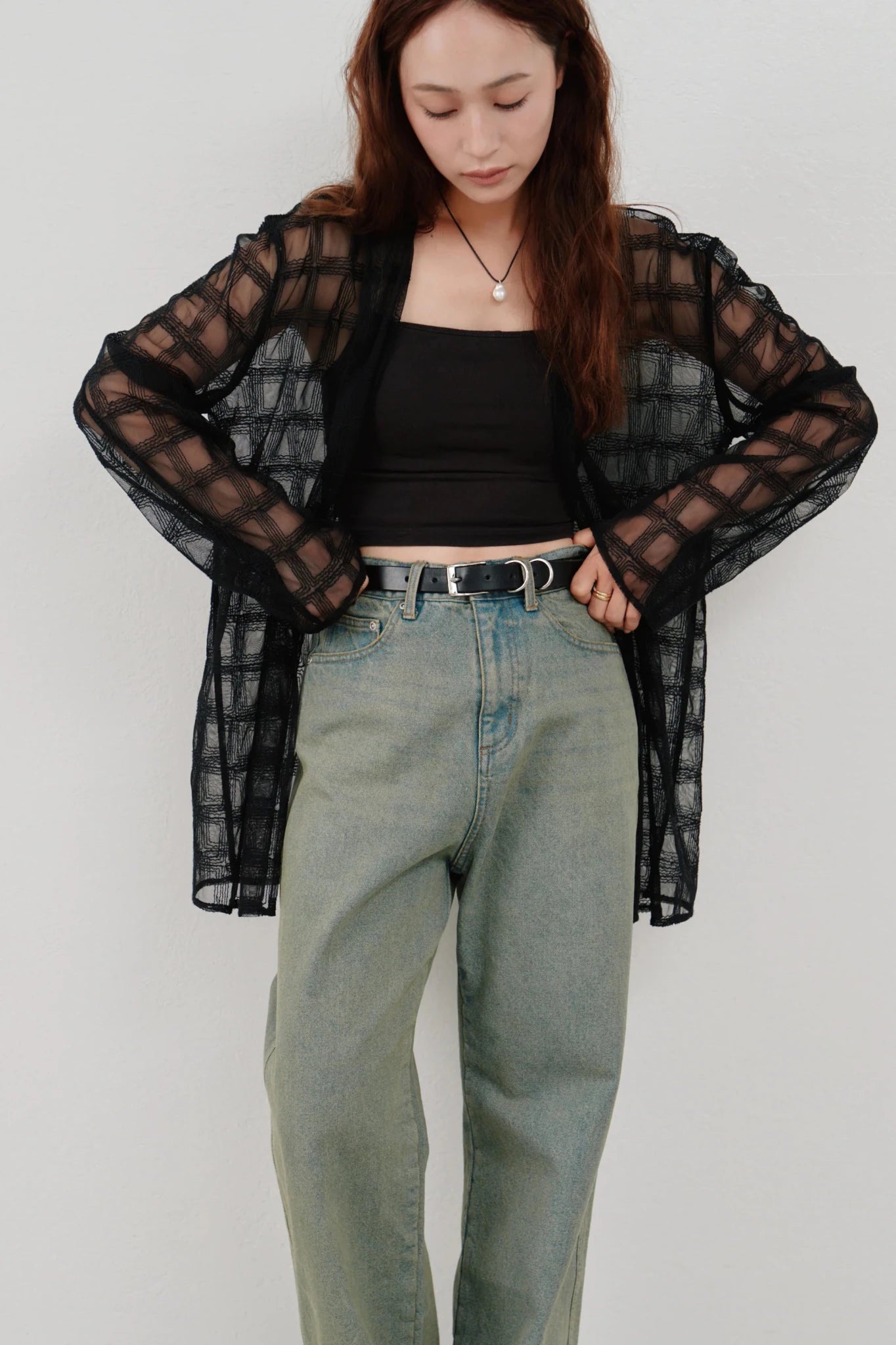 【Hella 2026 SPRING/SUMMER】embroidery check sheer jacket - Champdelarose