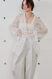 【Hella 2026 SPRING/SUMMER】embroidery check sheer jacket - Champdelarose