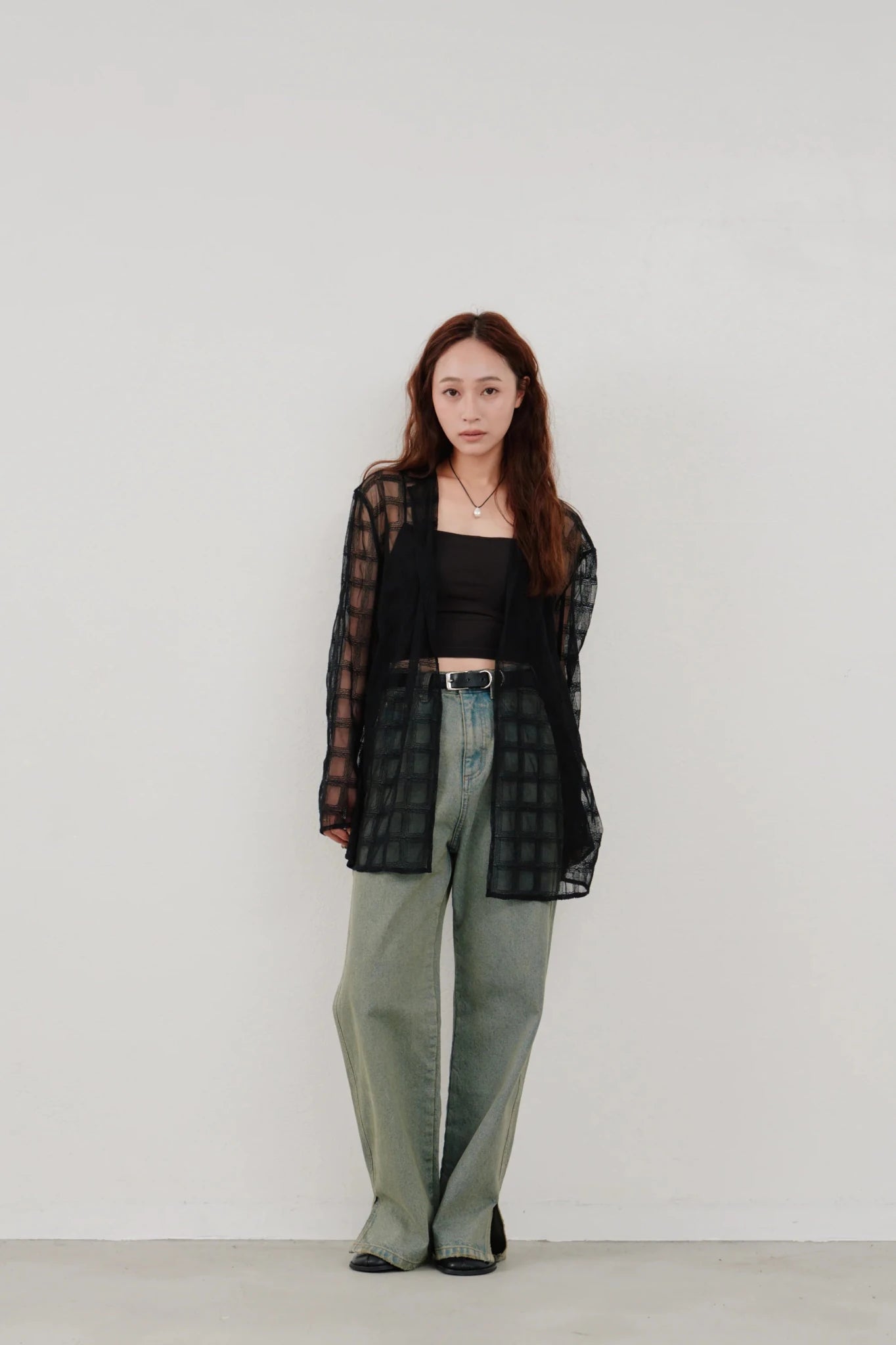 【Hella 2026 SPRING/SUMMER】embroidery check sheer jacket - Champdelarose