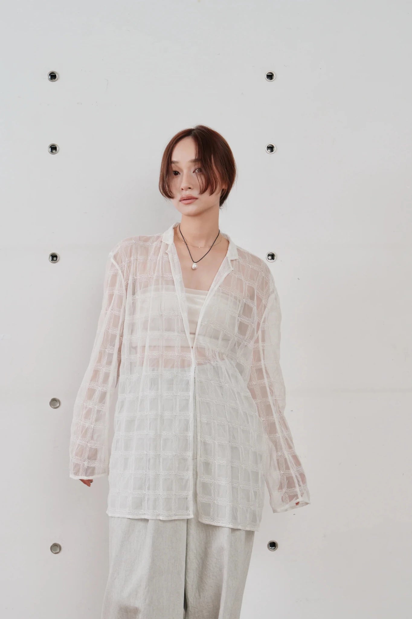 【Hella 2026 SPRING/SUMMER】embroidery check sheer jacket - Champdelarose