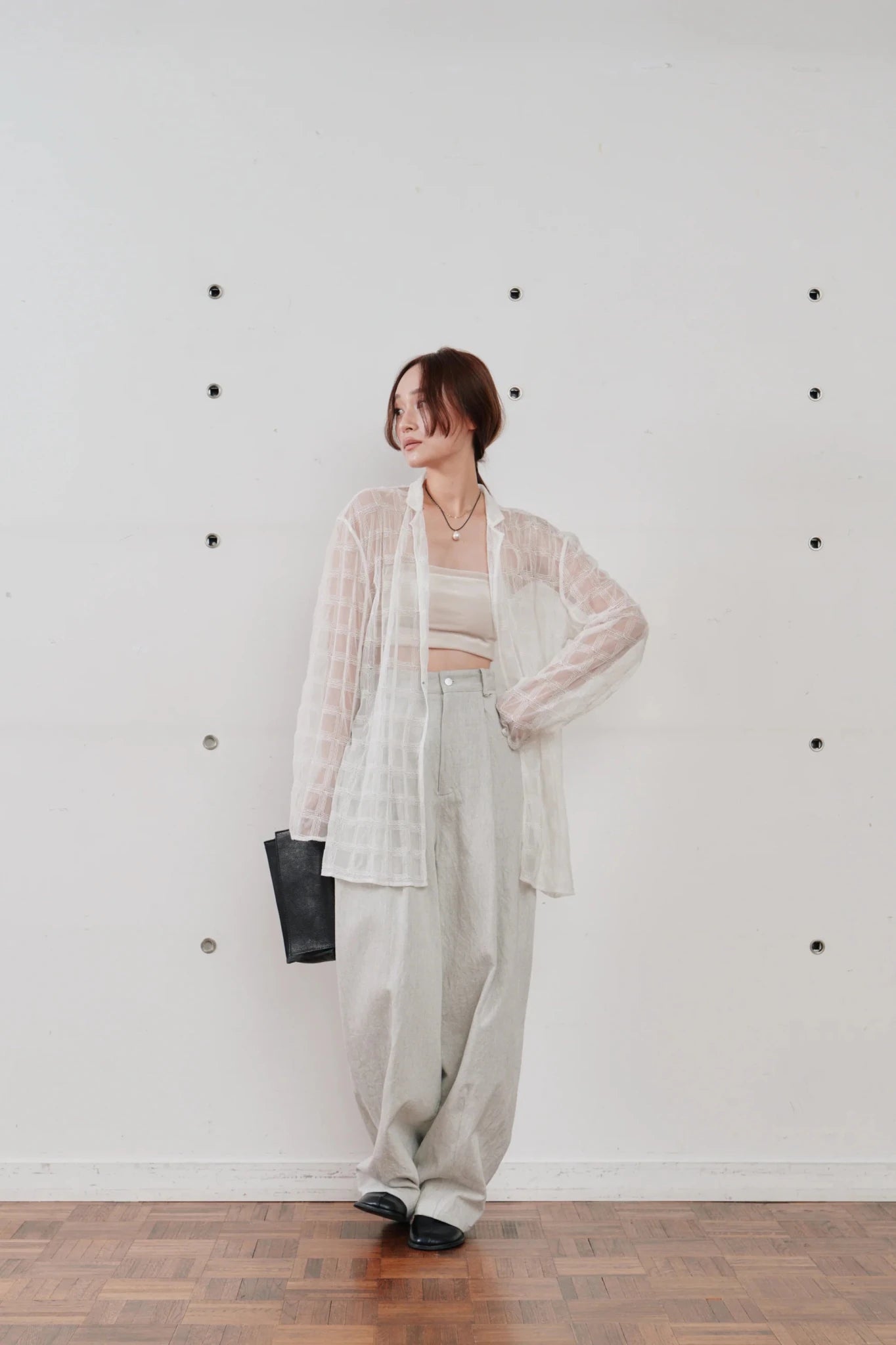 【Hella 2026 SPRING/SUMMER】embroidery check sheer jacket - Champdelarose