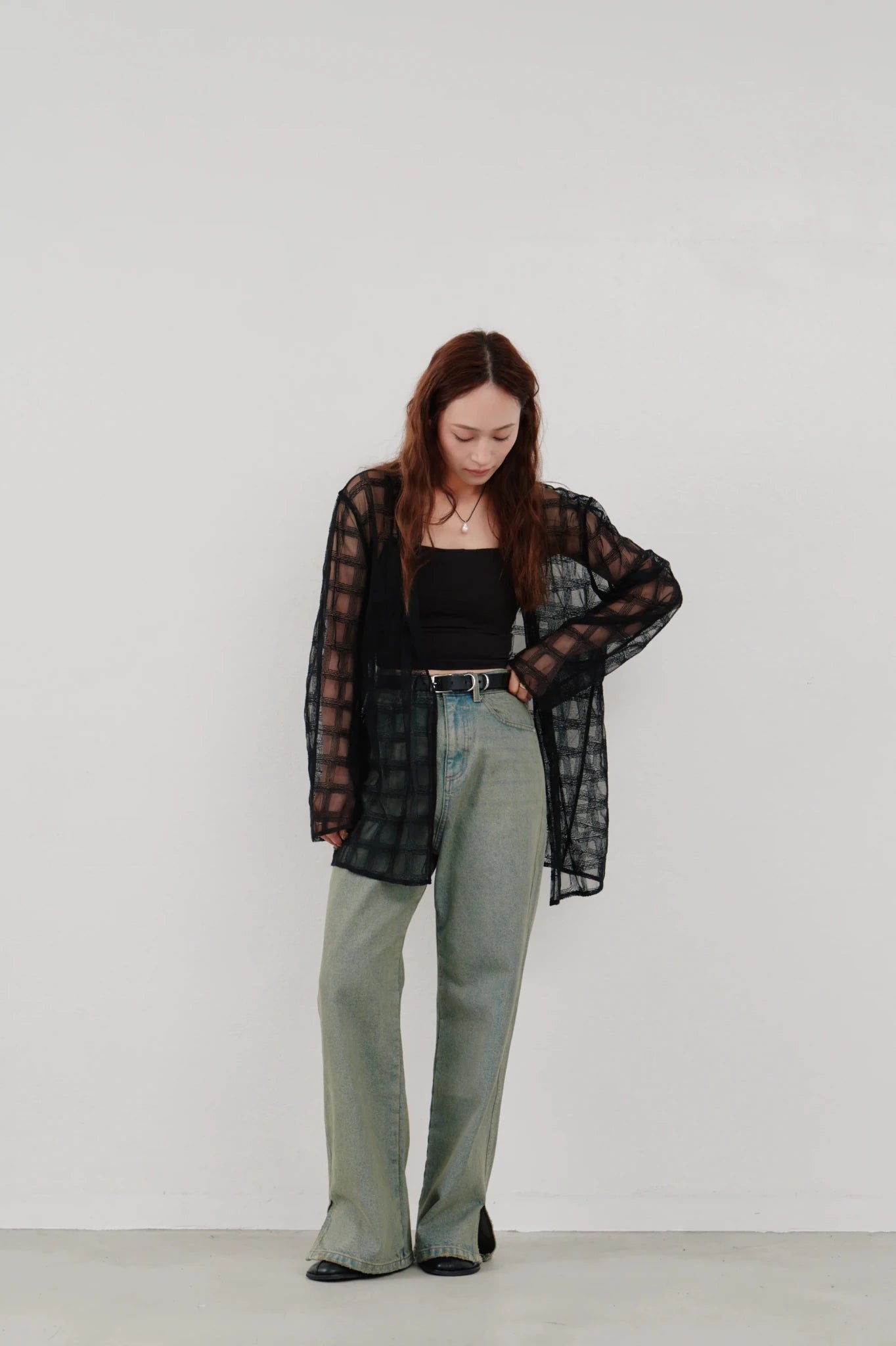 【Hella 2026 SPRING/SUMMER】embroidery check sheer jacket - Champdelarose
