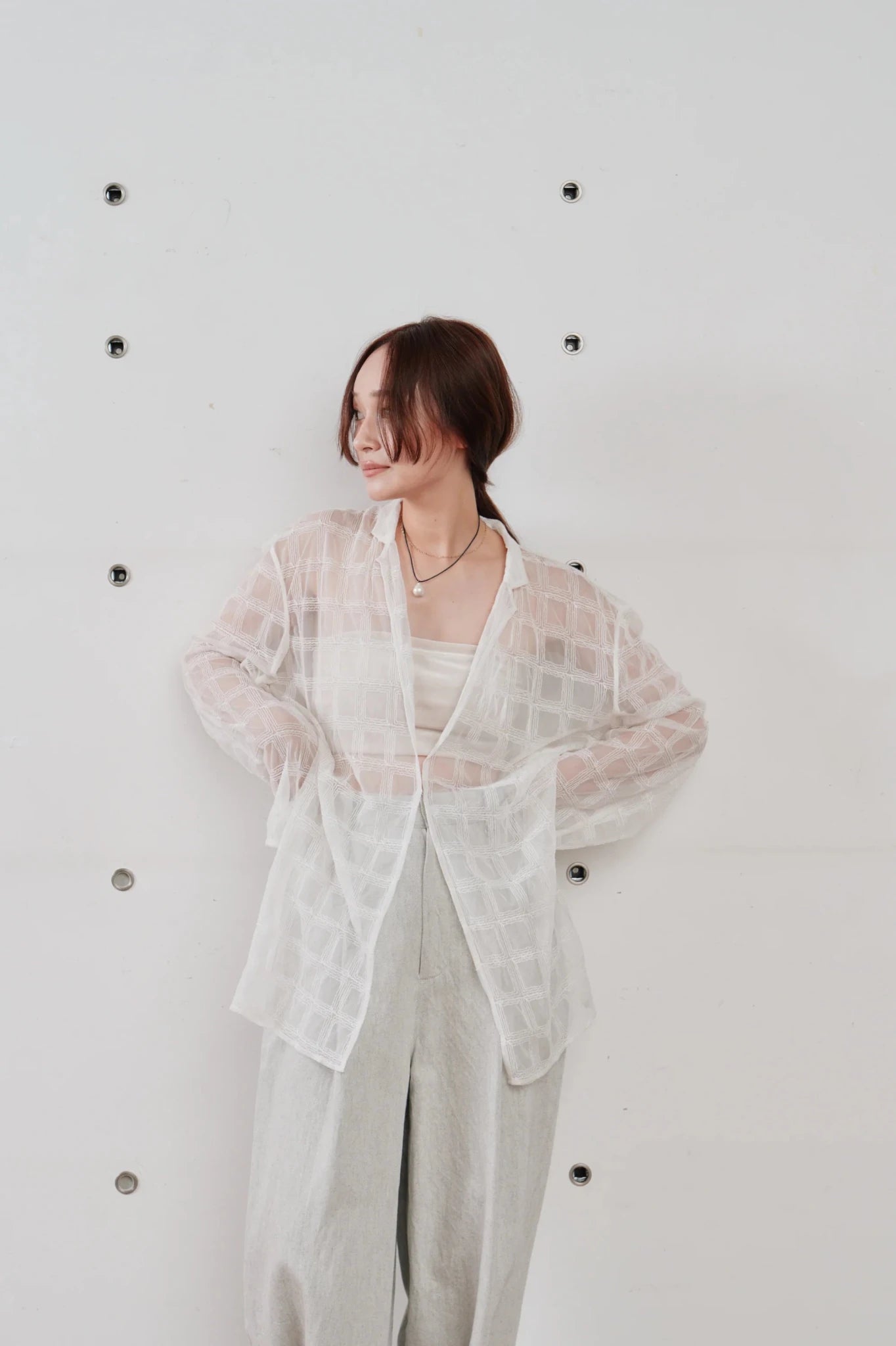 【Hella 2026 SPRING/SUMMER】embroidery check sheer jacket - Champdelarose