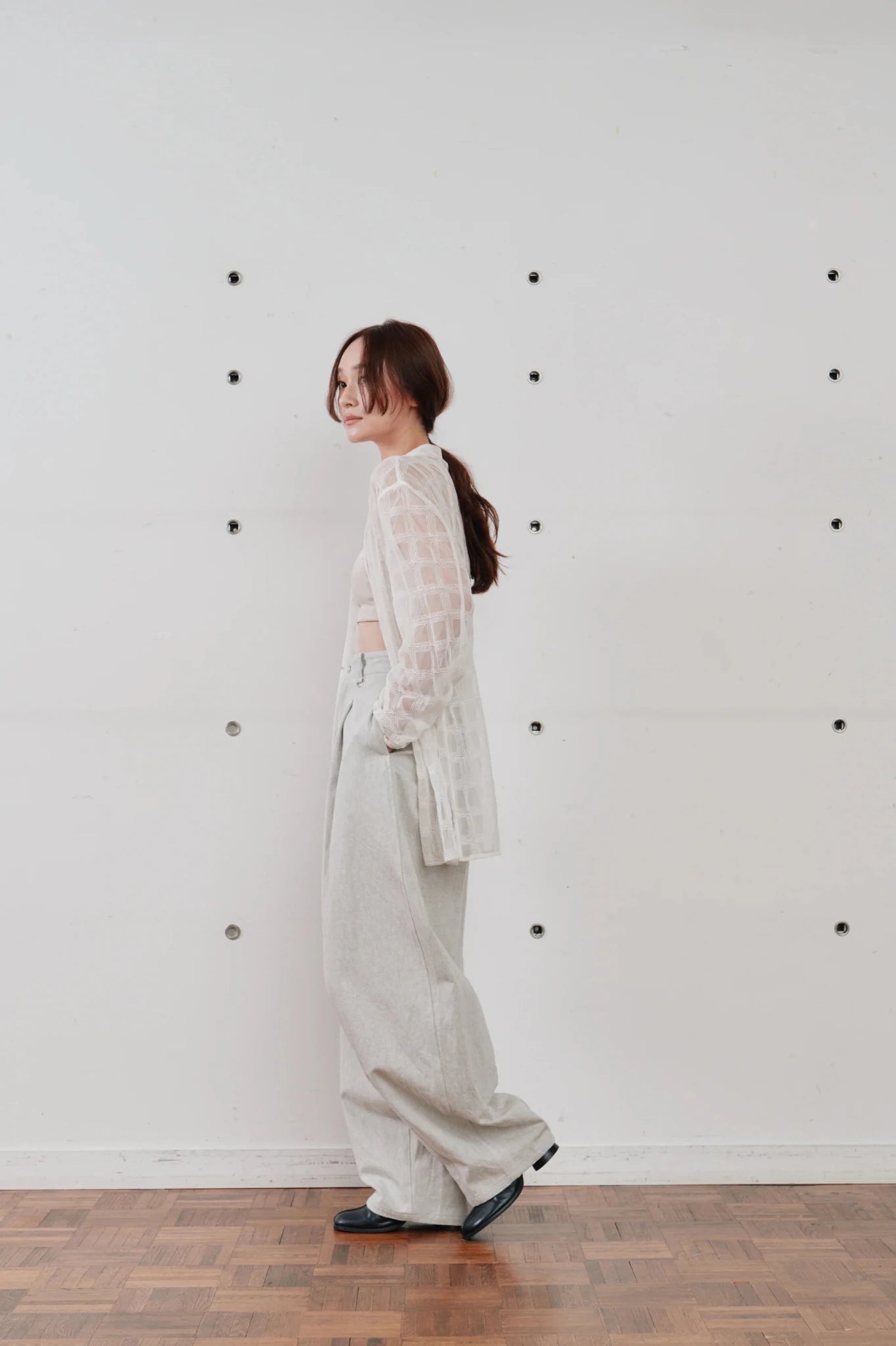 【Hella 2026 SPRING/SUMMER】embroidery check sheer jacket - Champdelarose
