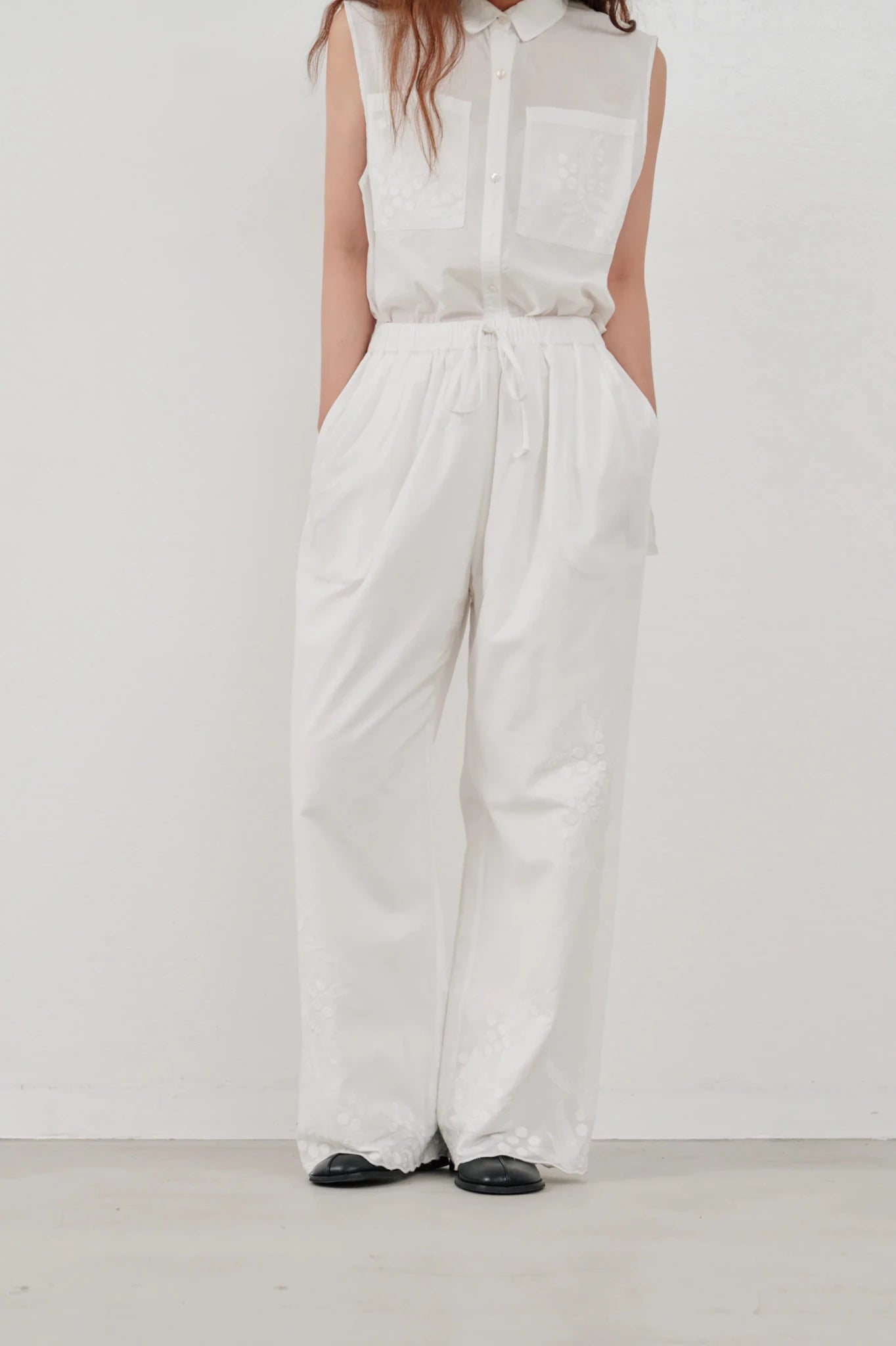 【Hella 2026 SPRING/SUMMER】embroidery easy pants - Champdelarose