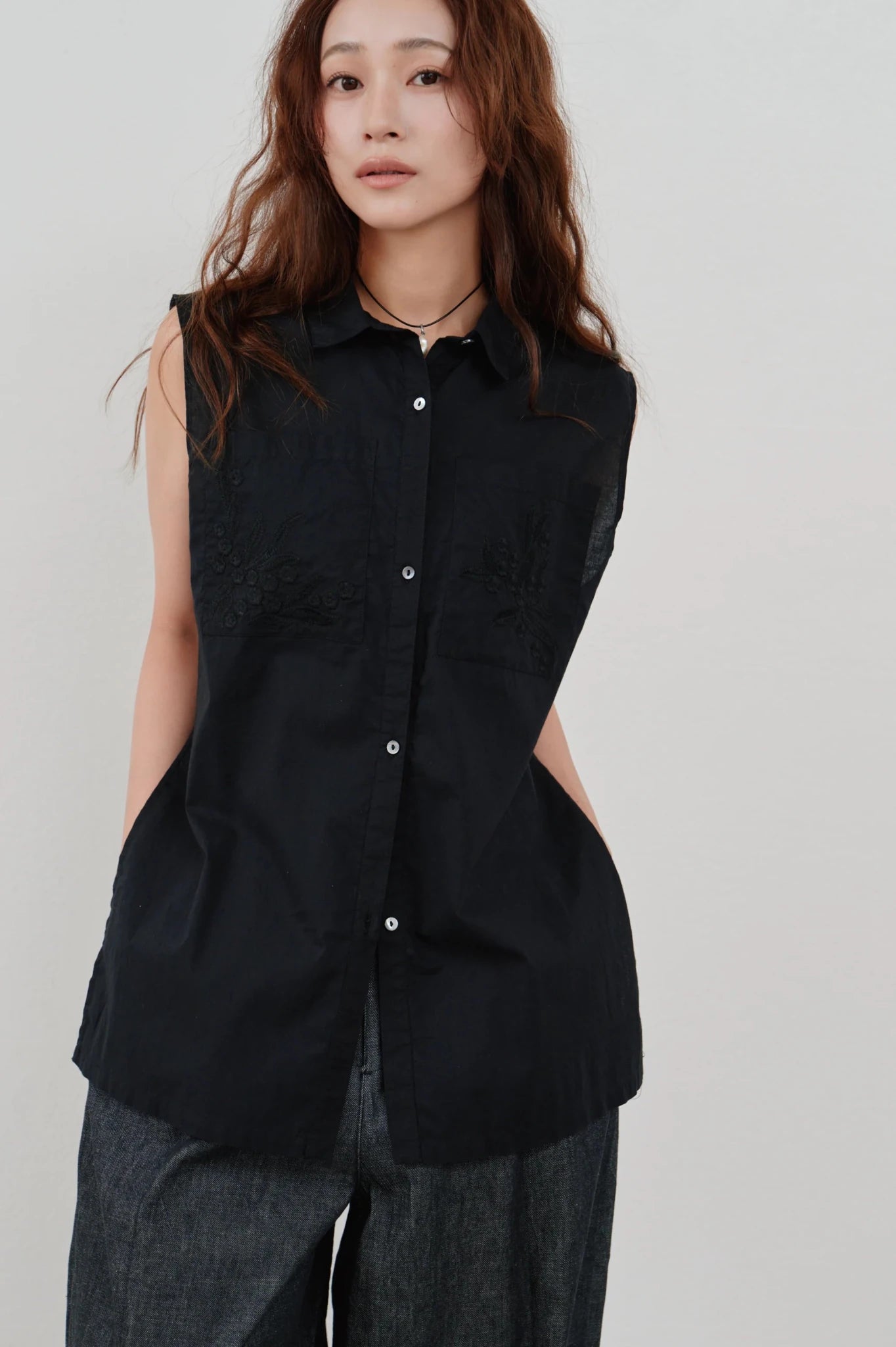 【Hella 2026 SPRING/SUMMER】embroidery pocket shirt - Champdelarose