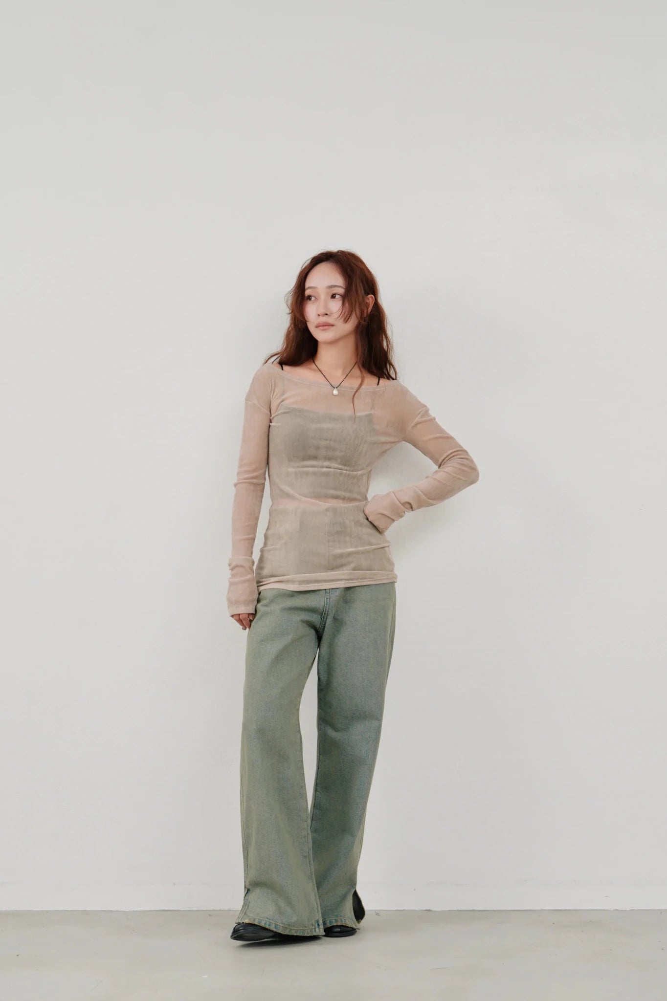 【Hella 2026 SPRING/SUMMER】flocky tulle top - Champdelarose