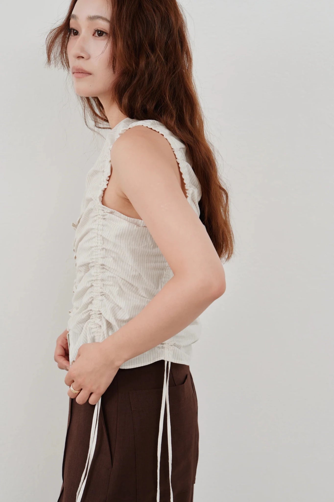 【Hella 2026 SPRING/SUMMER】gather stripe top - Champdelarose