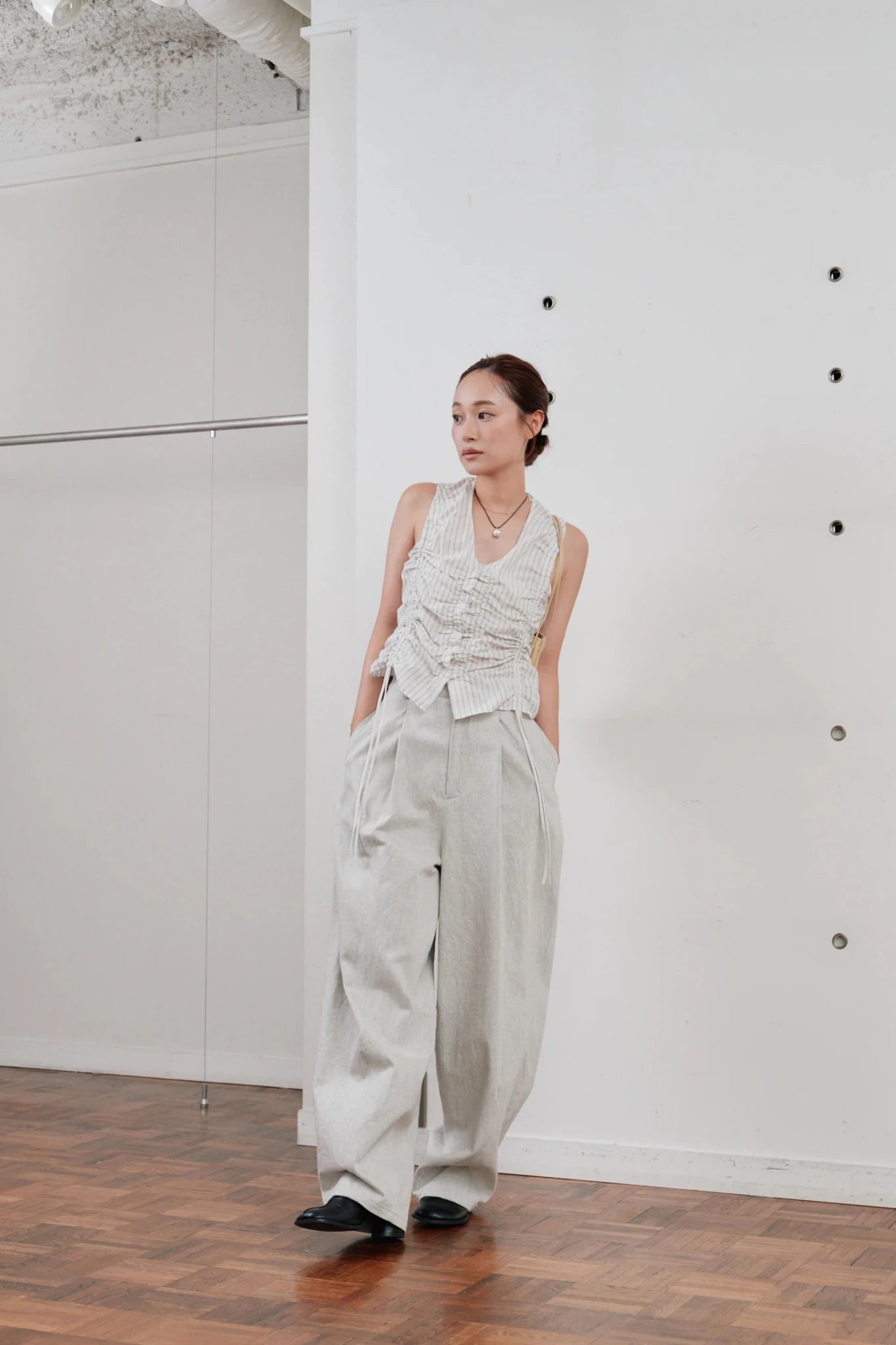 【Hella 2026 SPRING/SUMMER】gather stripe top - Champdelarose