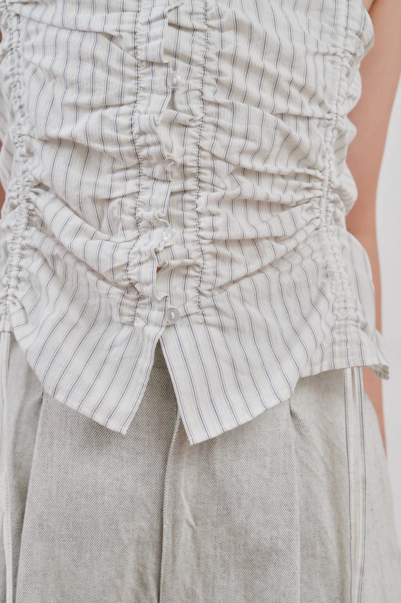 【Hella 2026 SPRING/SUMMER】gather stripe top - Champdelarose