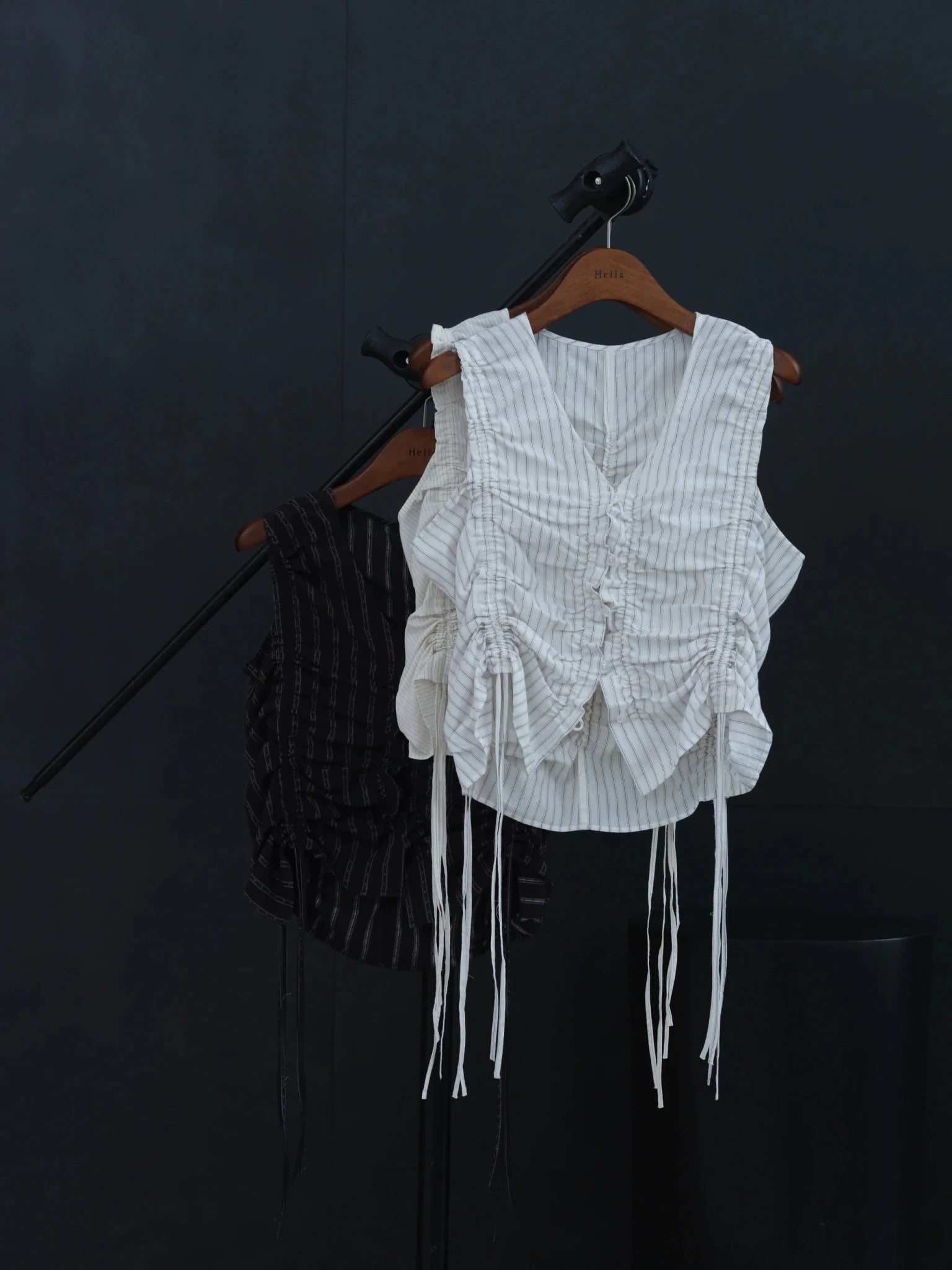【Hella 2026 SPRING/SUMMER】gather stripe top - Champdelarose