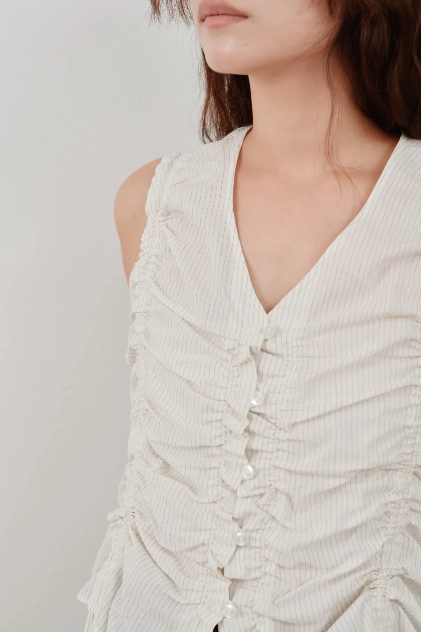 【Hella 2026 SPRING/SUMMER】gather stripe top - Champdelarose