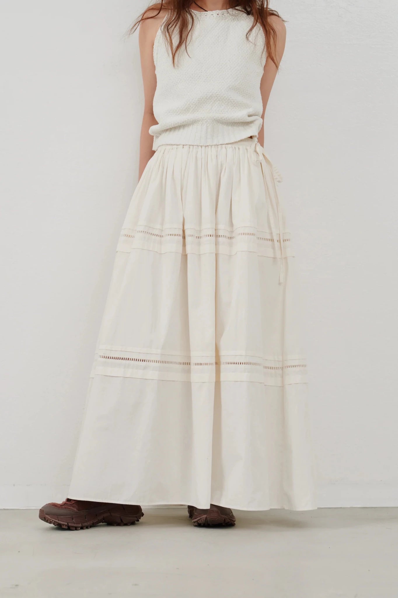 【Hella 2026 SPRING/SUMMER】ladder lace gather skirt - Champdelarose