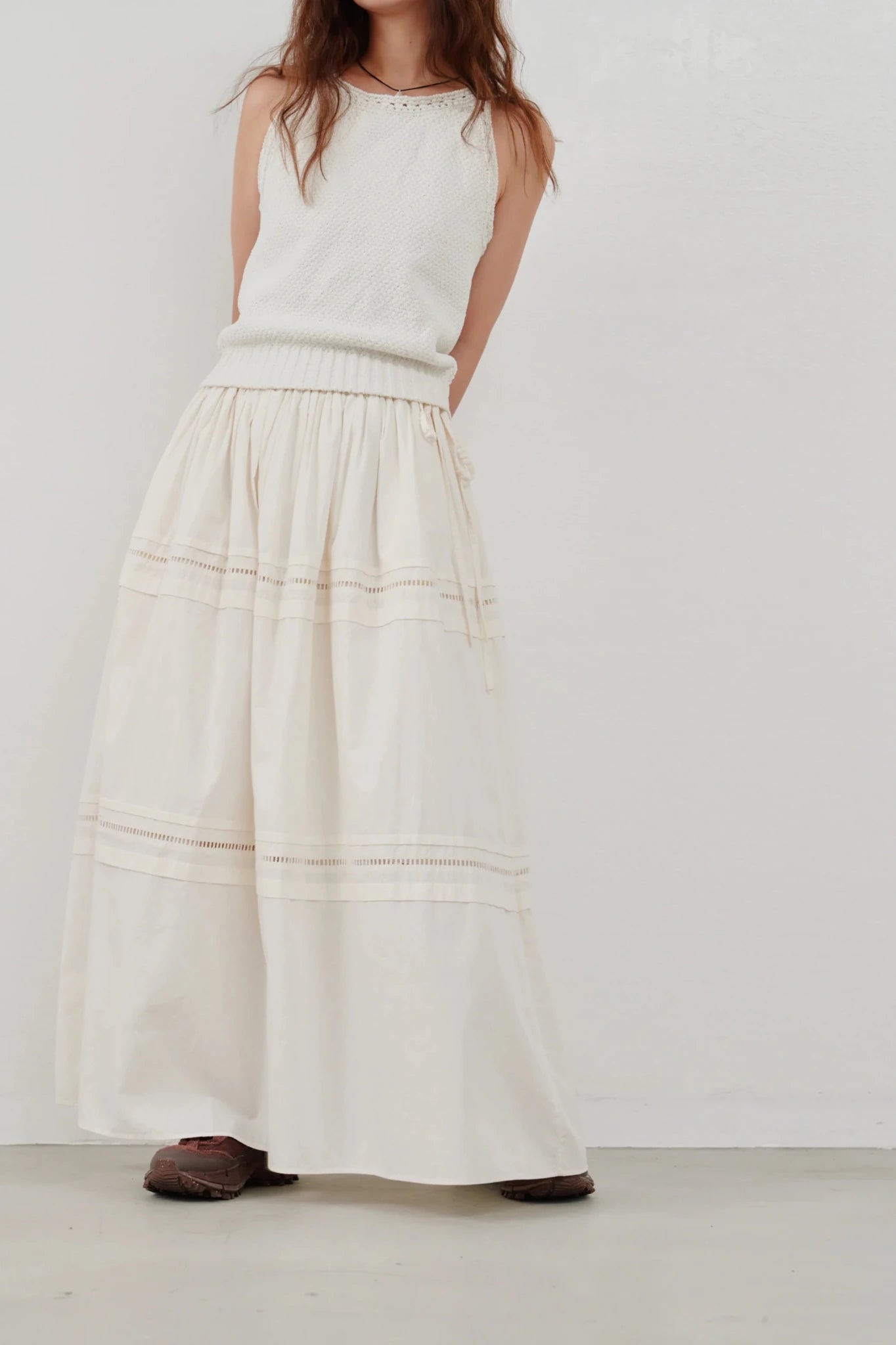 【Hella 2026 SPRING/SUMMER】ladder lace gather skirt - Champdelarose
