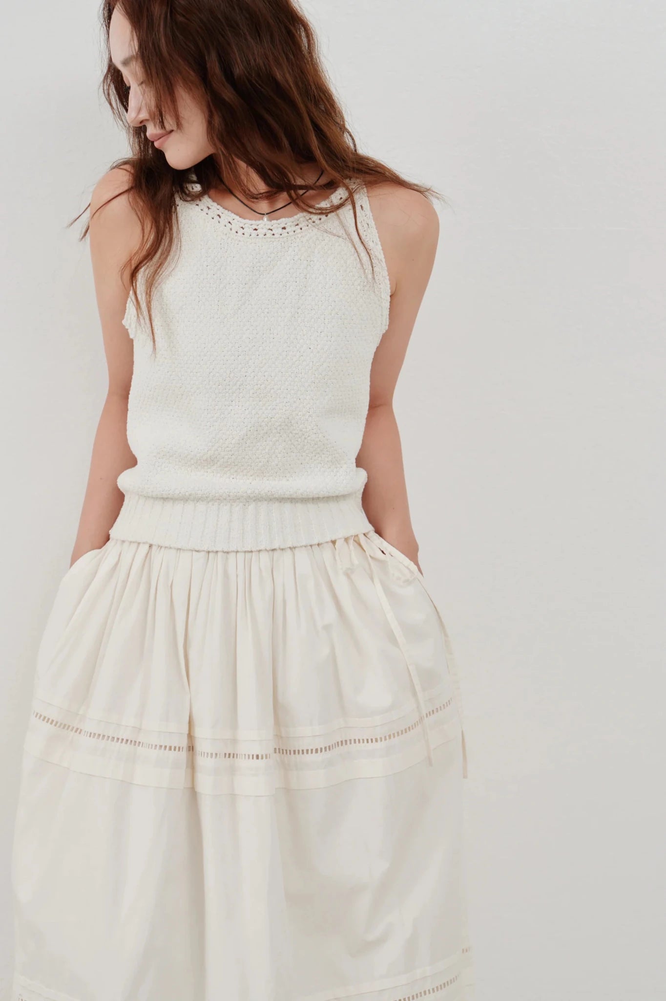 【Hella 2026 SPRING/SUMMER】ladder lace gather skirt - Champdelarose