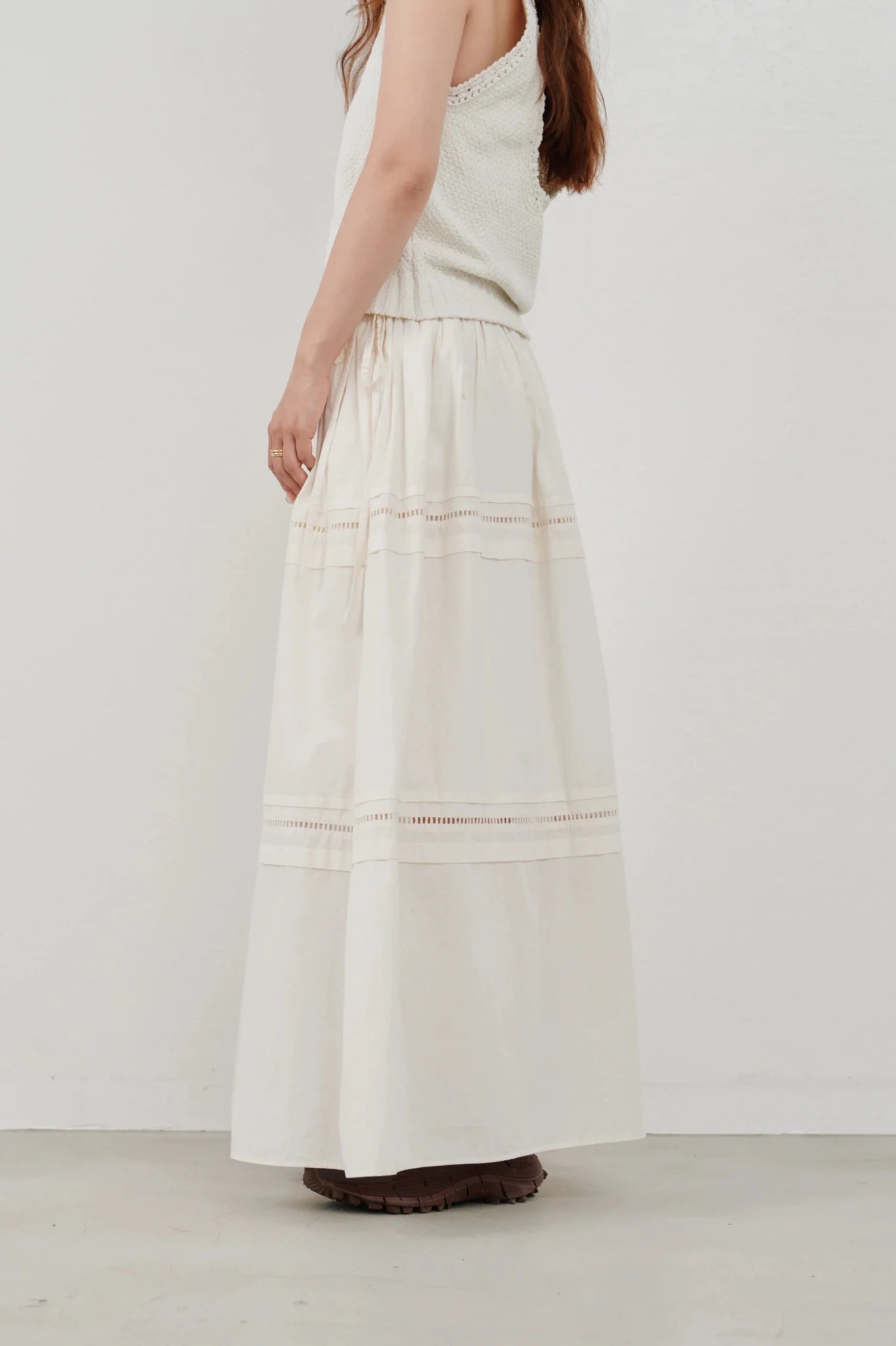 【Hella 2026 SPRING/SUMMER】ladder lace gather skirt - Champdelarose