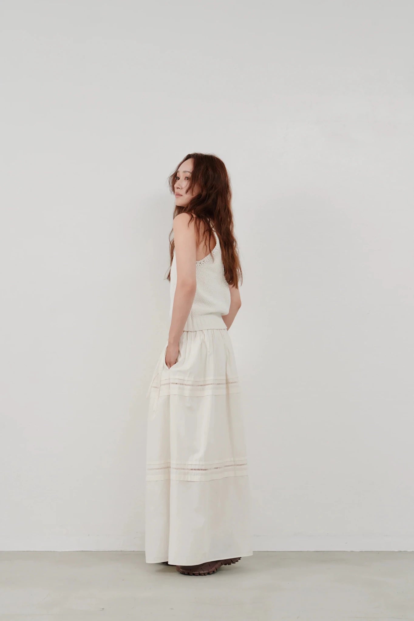 【Hella 2026 SPRING/SUMMER】ladder lace gather skirt - Champdelarose