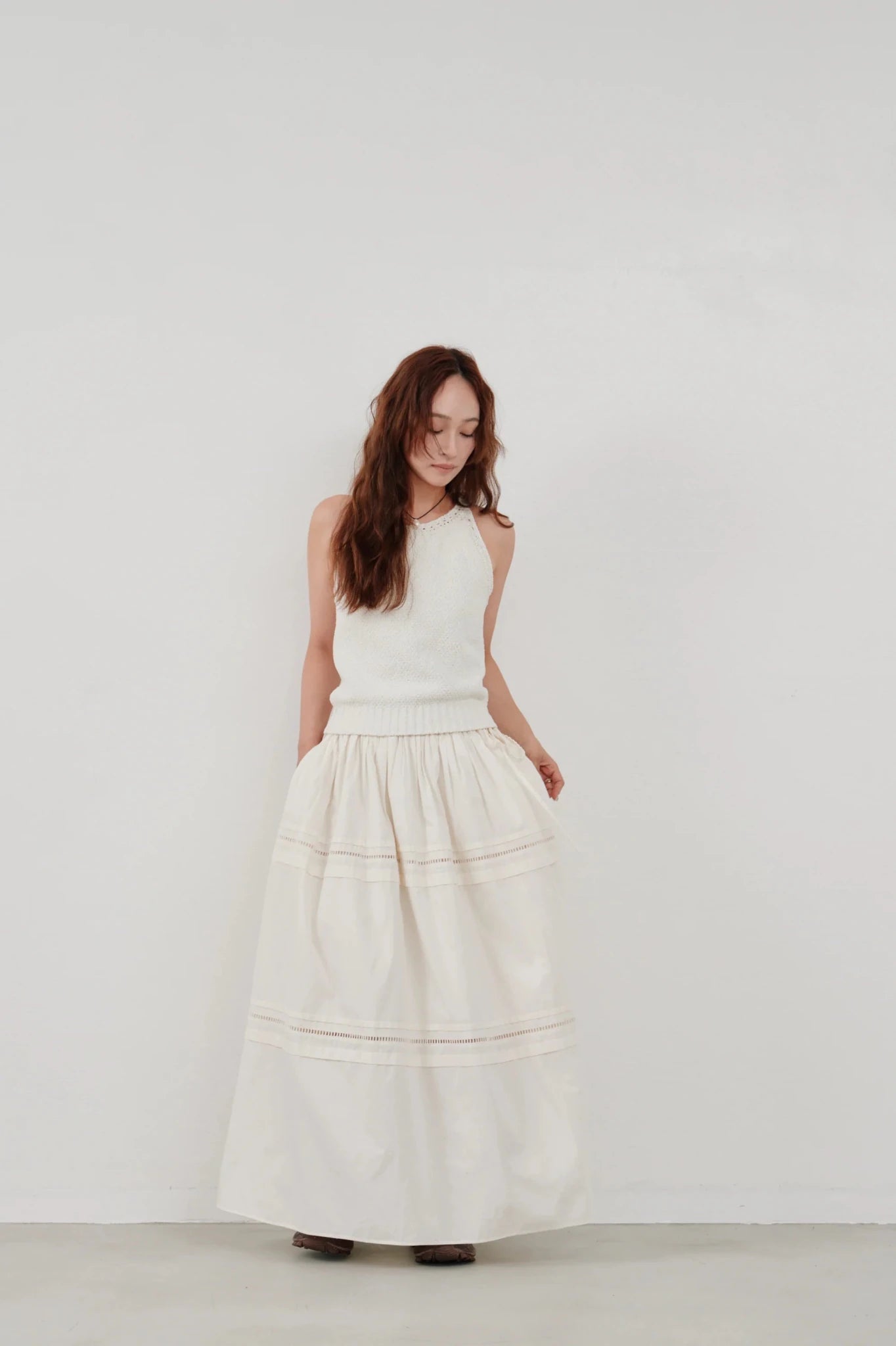 【Hella 2026 SPRING/SUMMER】ladder lace gather skirt - Champdelarose