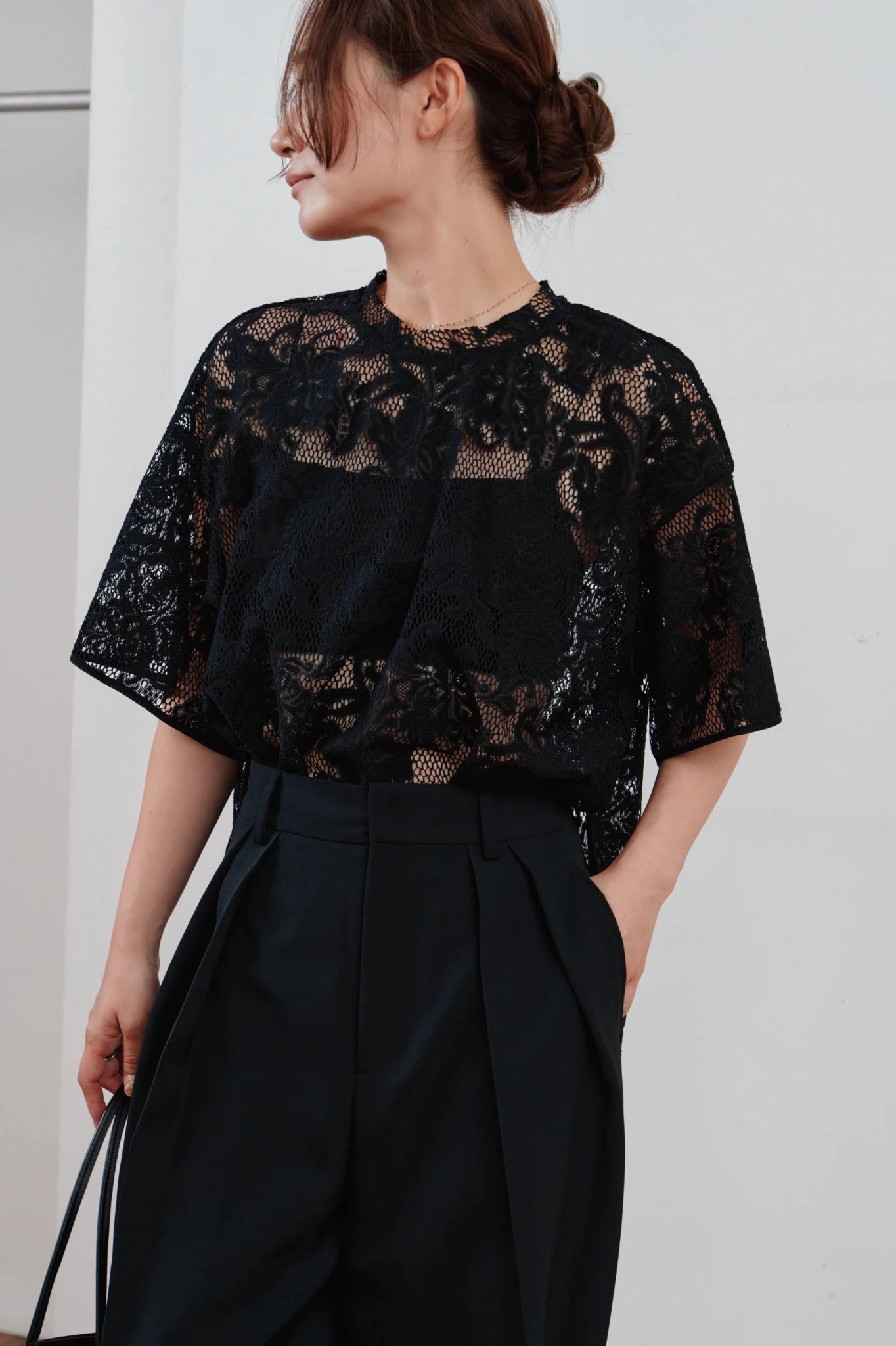 【Hella 2026 SPRING/SUMMER】rascel lace half sleeve top - Champdelarose