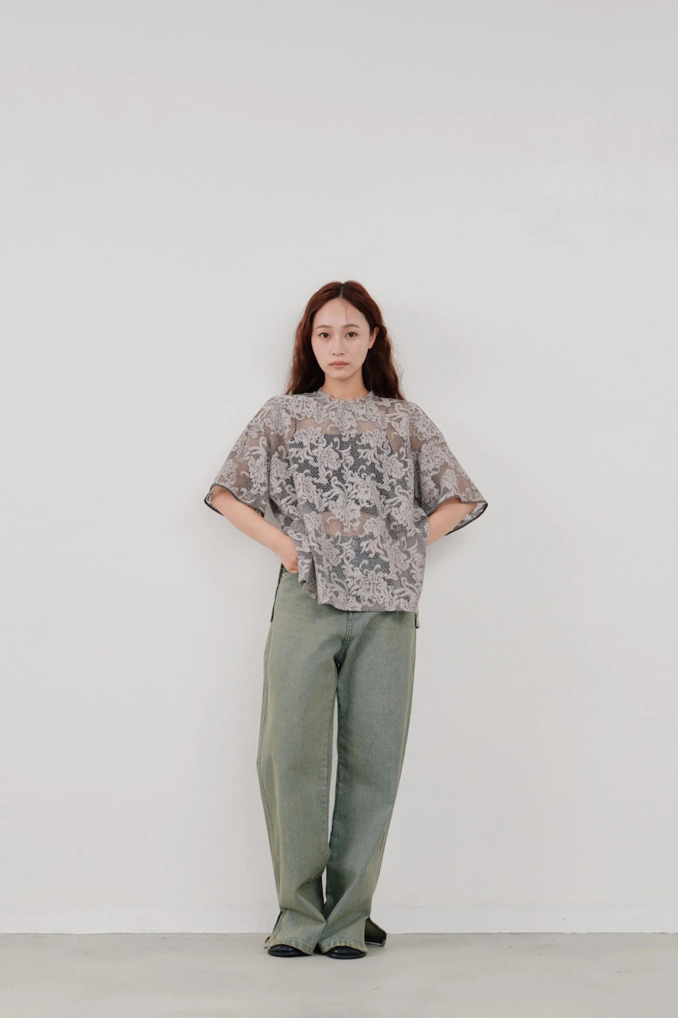 【Hella 2026 SPRING/SUMMER】rascel lace half sleeve top - Champdelarose