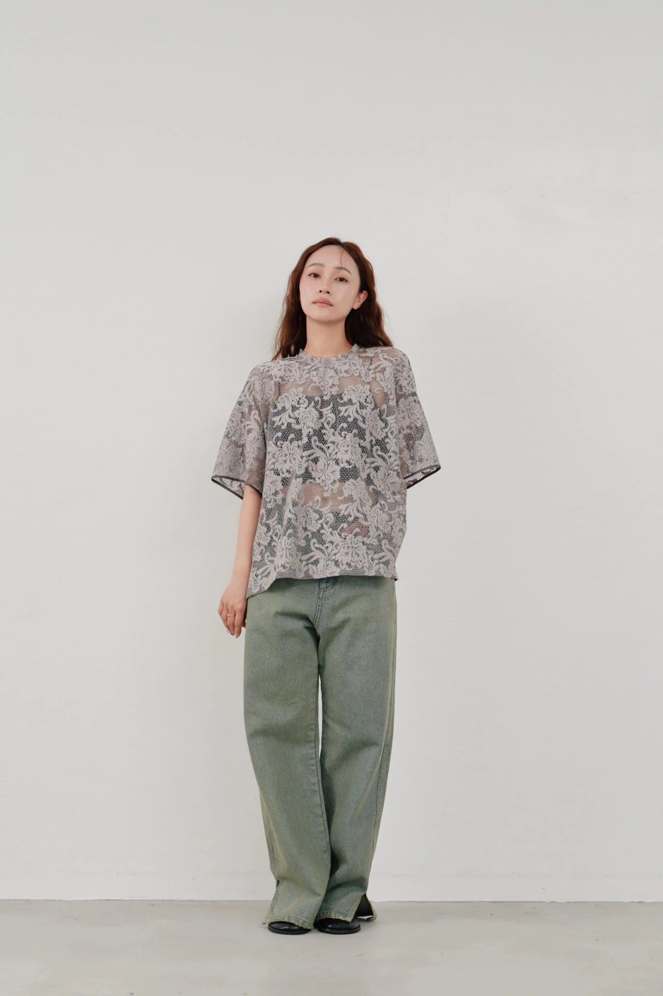 【Hella 2026 SPRING/SUMMER】rascel lace half sleeve top - Champdelarose