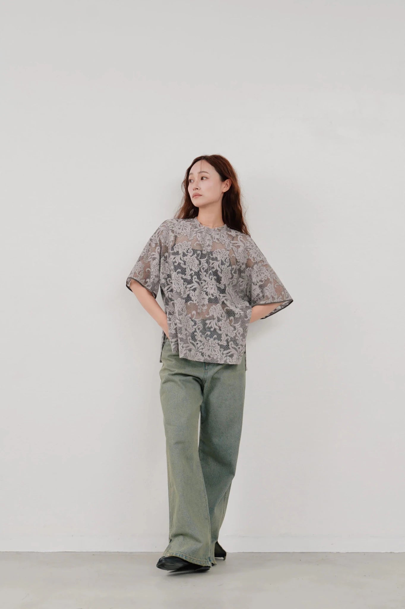 【Hella 2026 SPRING/SUMMER】rascel lace half sleeve top - Champdelarose