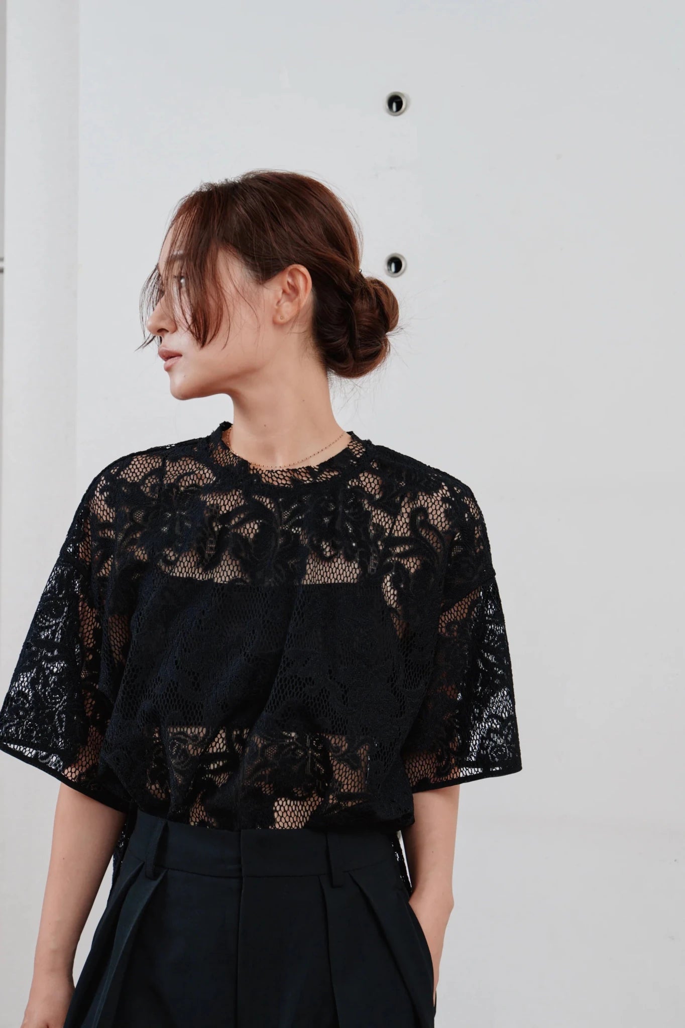 【Hella 2026 SPRING/SUMMER】rascel lace half sleeve top - Champdelarose