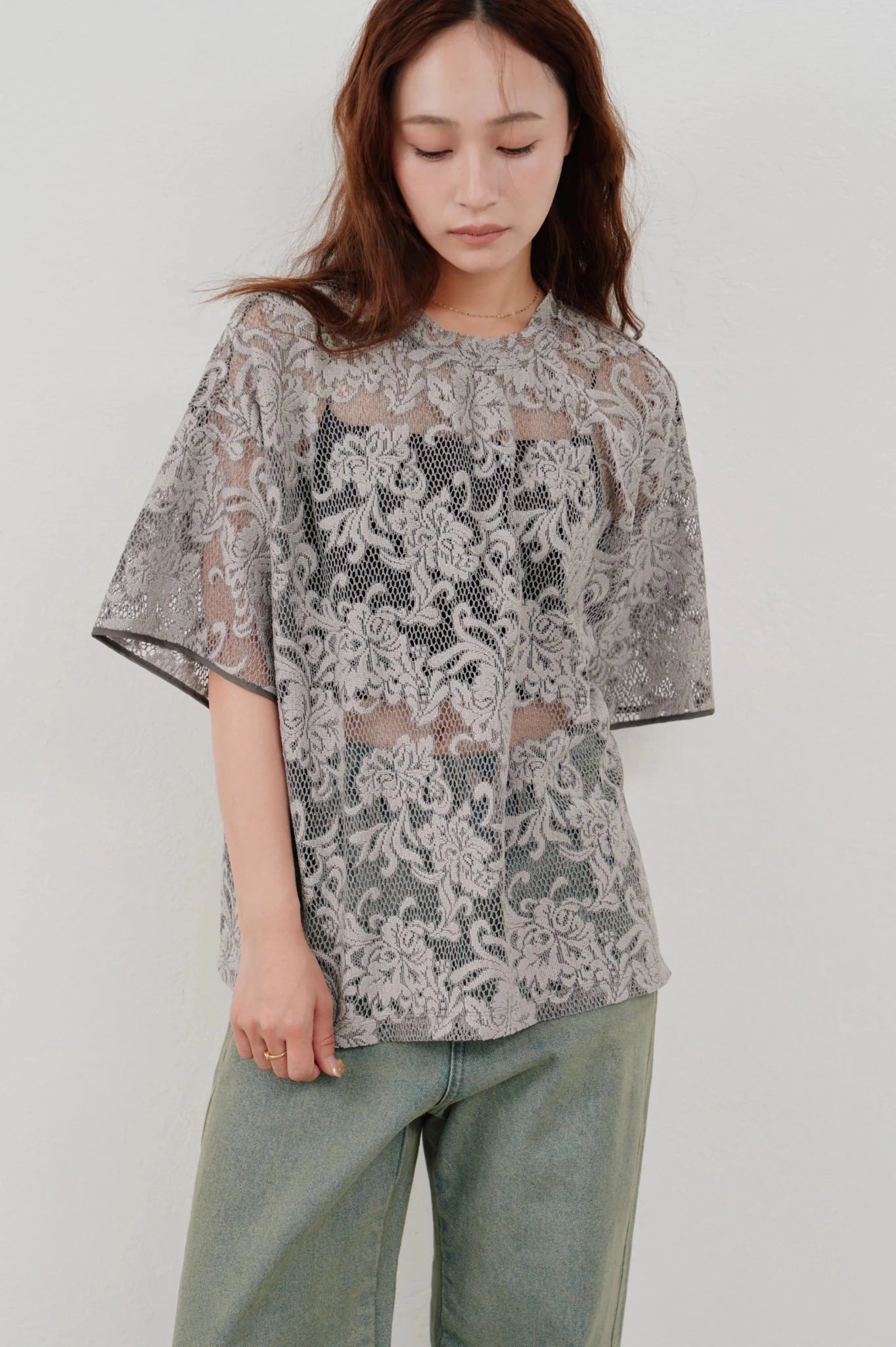 【Hella 2026 SPRING/SUMMER】rascel lace half sleeve top - Champdelarose