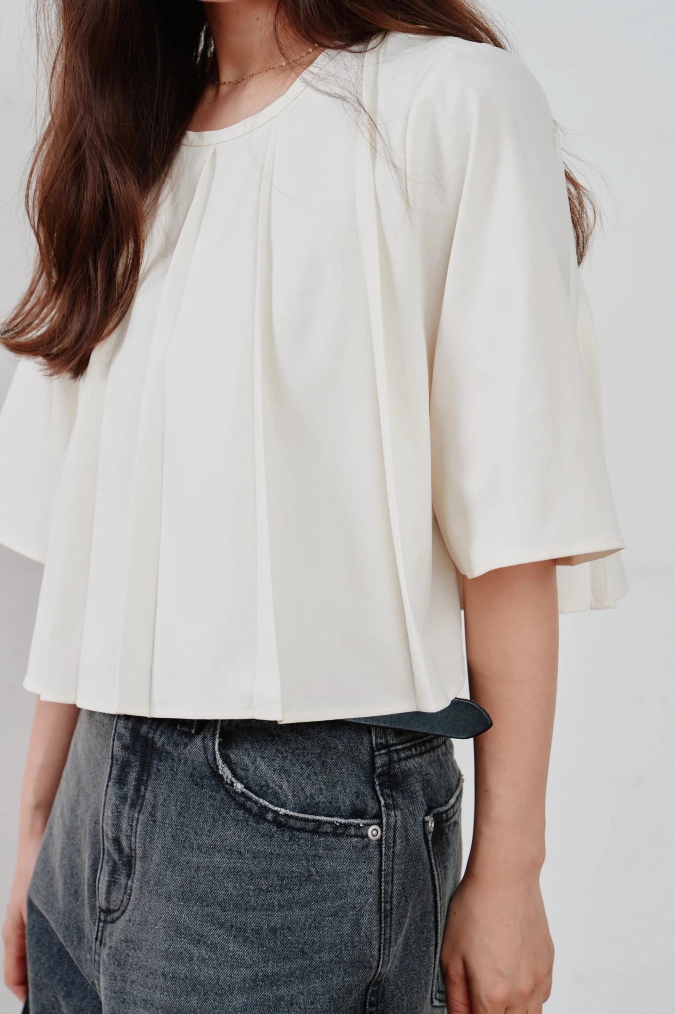 【Hella 2026 SPRING/SUMMER】unbrella pleats cropped top - Champdelarose