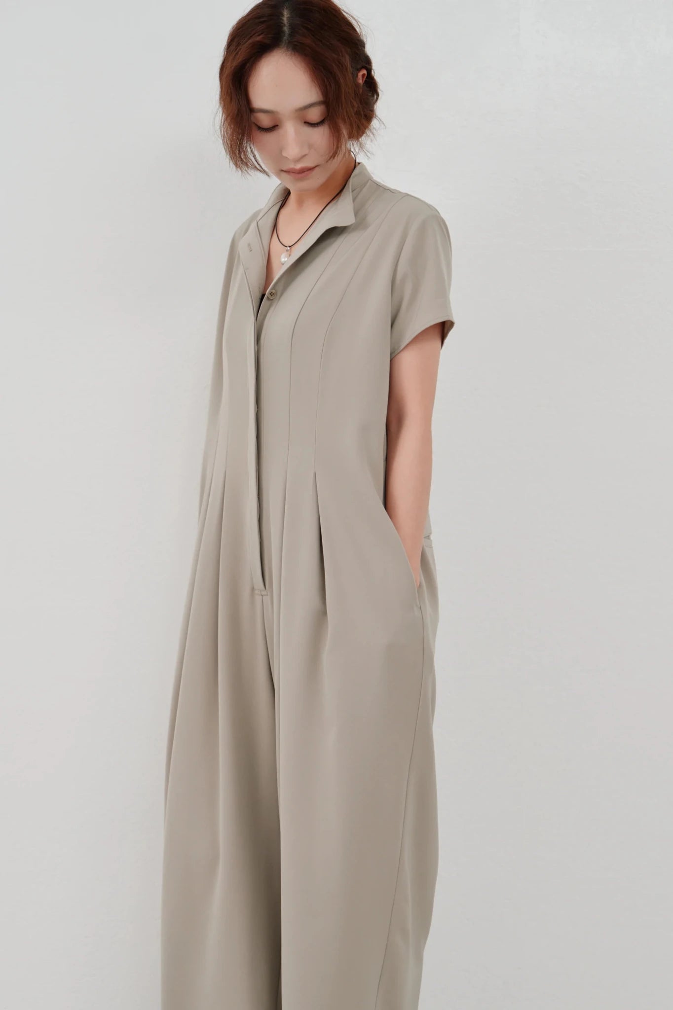【Hella 2026 SPRING/SUMMER】wide tuck jumpsuit - Champdelarose