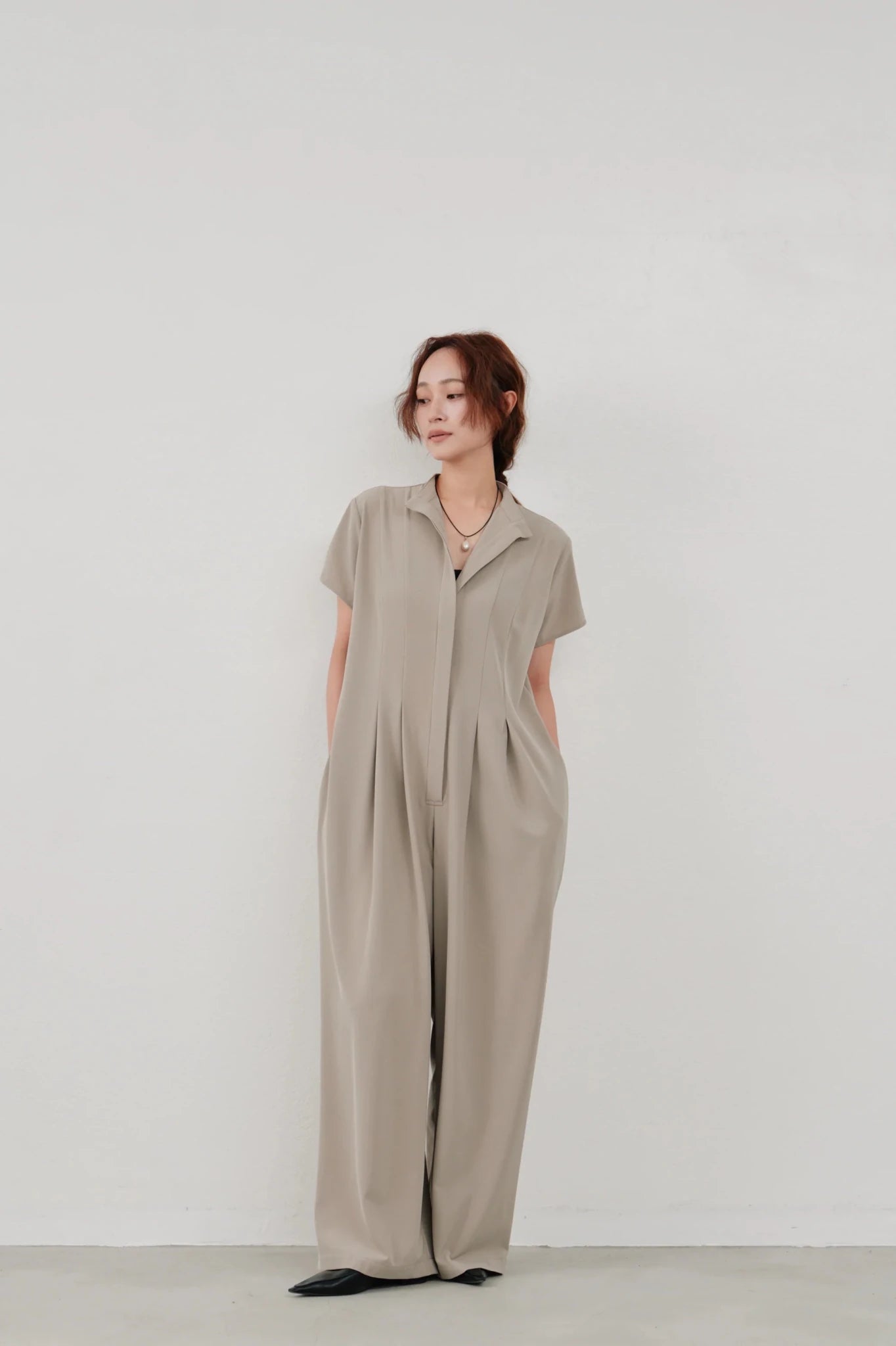 【Hella 2026 SPRING/SUMMER】wide tuck jumpsuit - Champdelarose